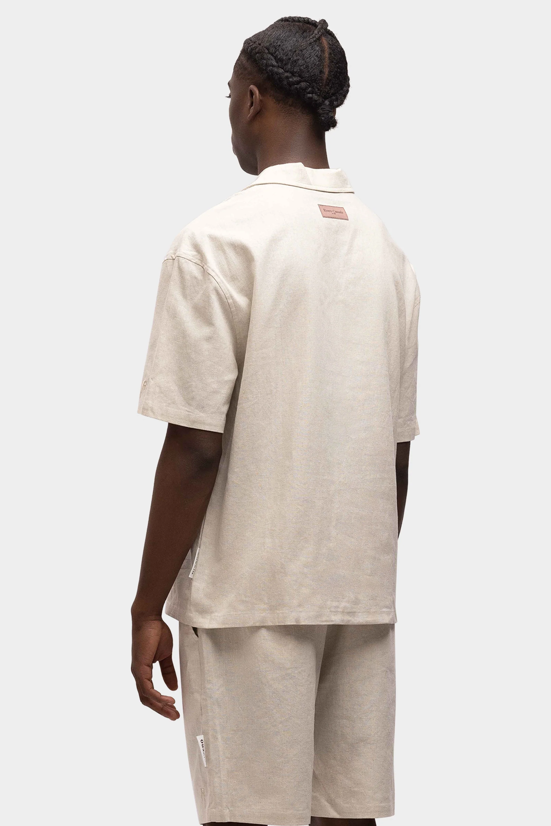 RIVERO - LINEN SHIRT SHORT SLEEVE SAND - Image 4