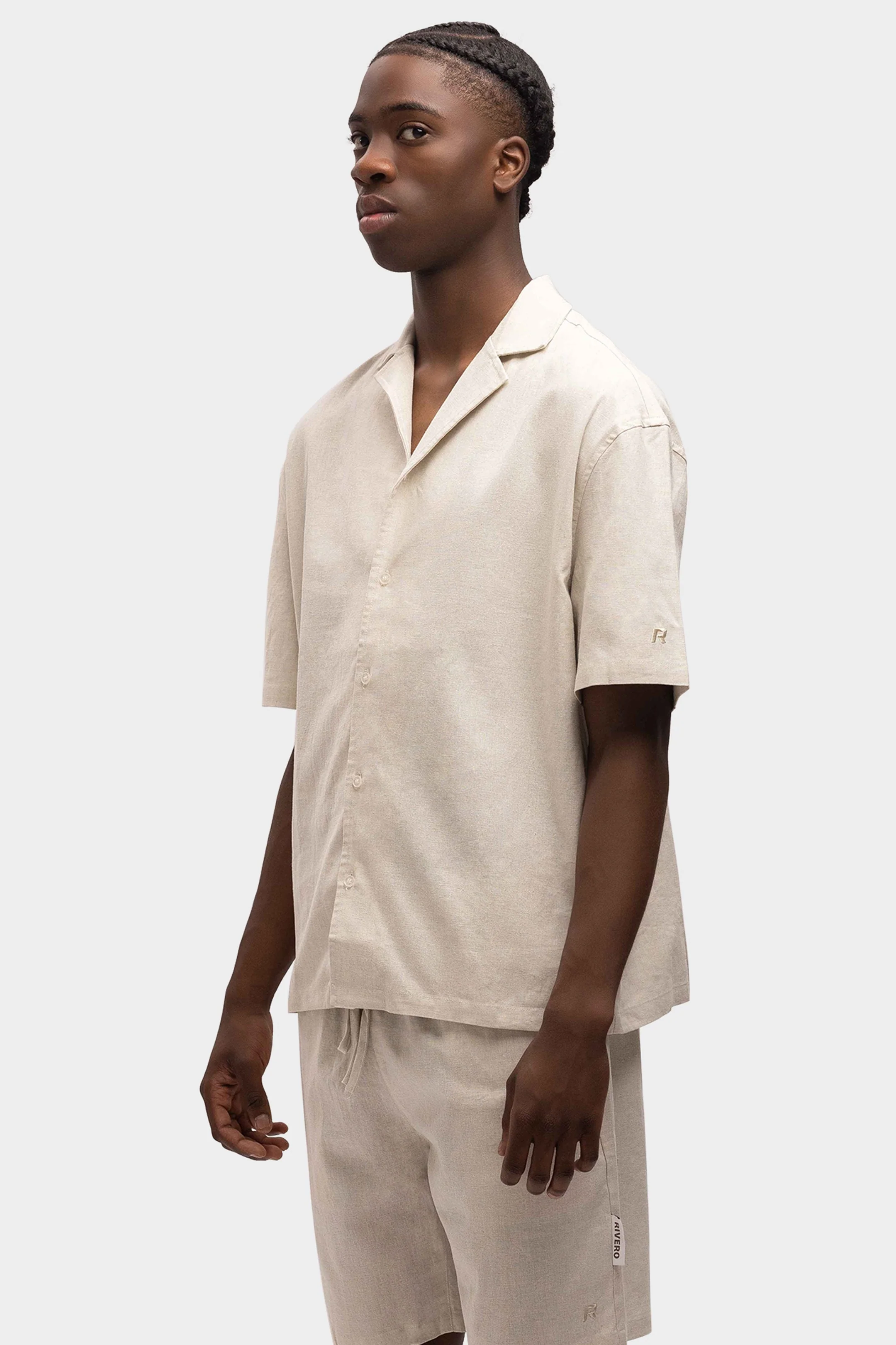 RIVERO - LINEN SHIRT SHORT SLEEVE SAND - Image 5