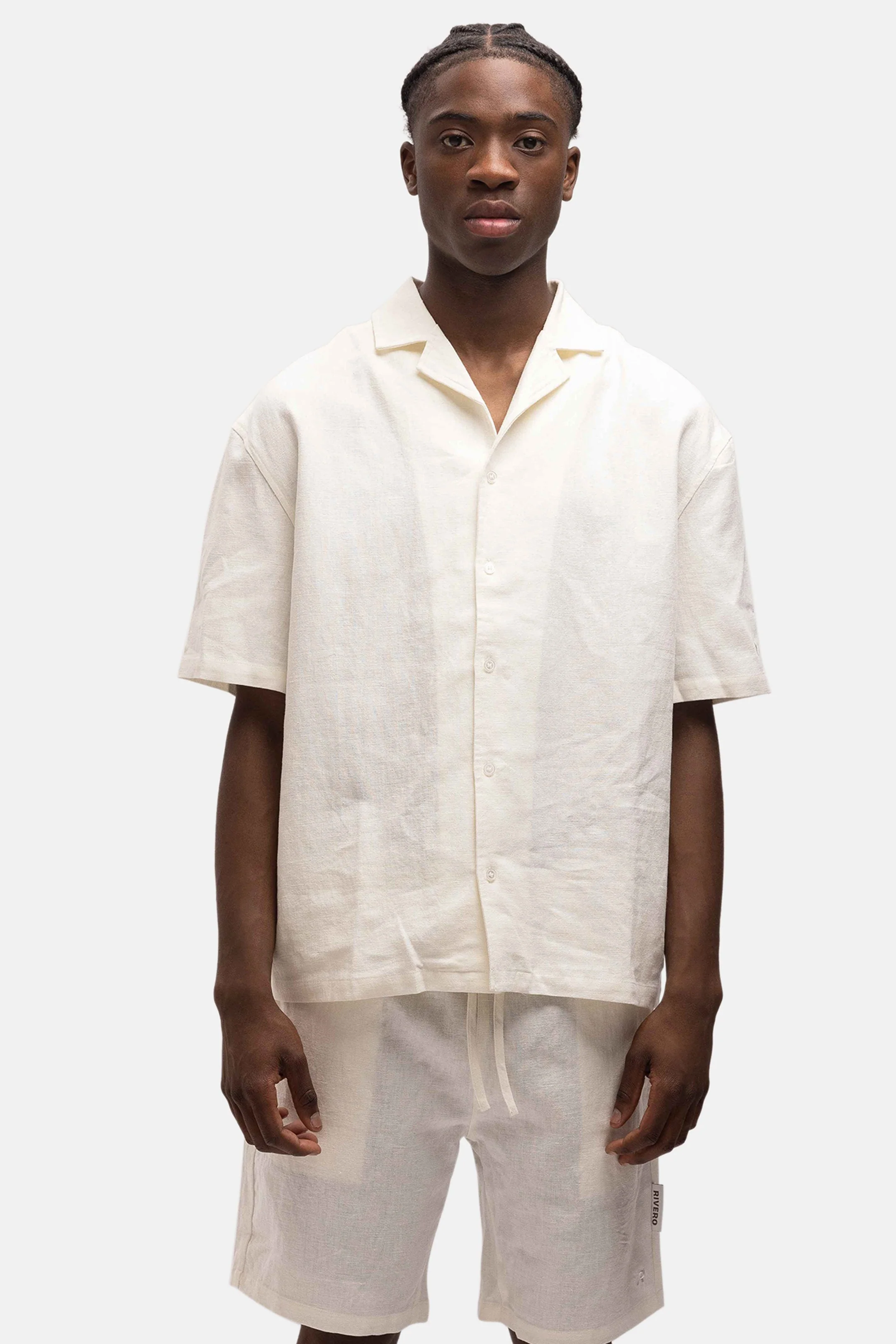 RIVERO - LINEN SHIRT SHORT SLEEVE WHITE - Image 3
