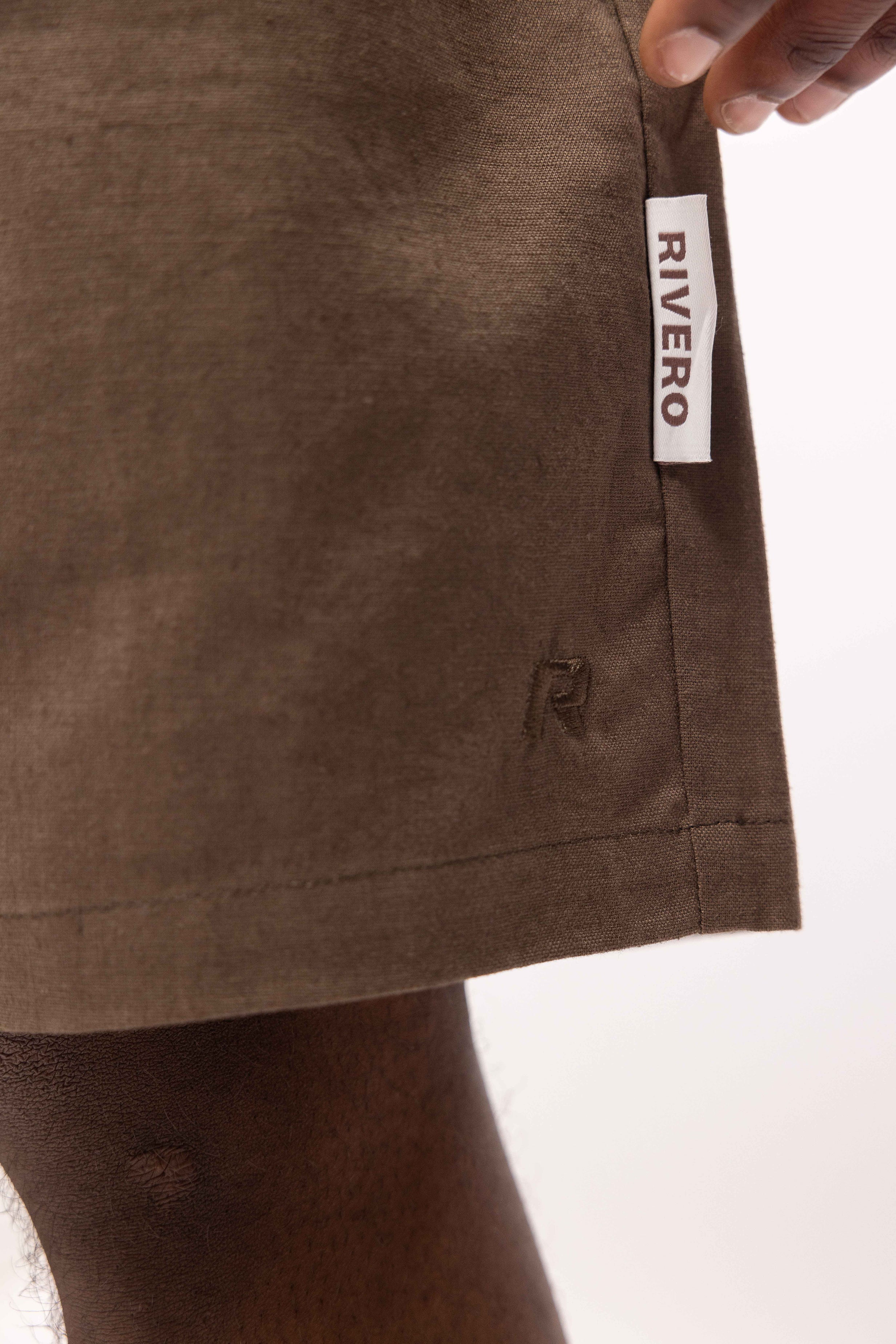 RIVERO - LINEN SHORT BROWN - Image 5