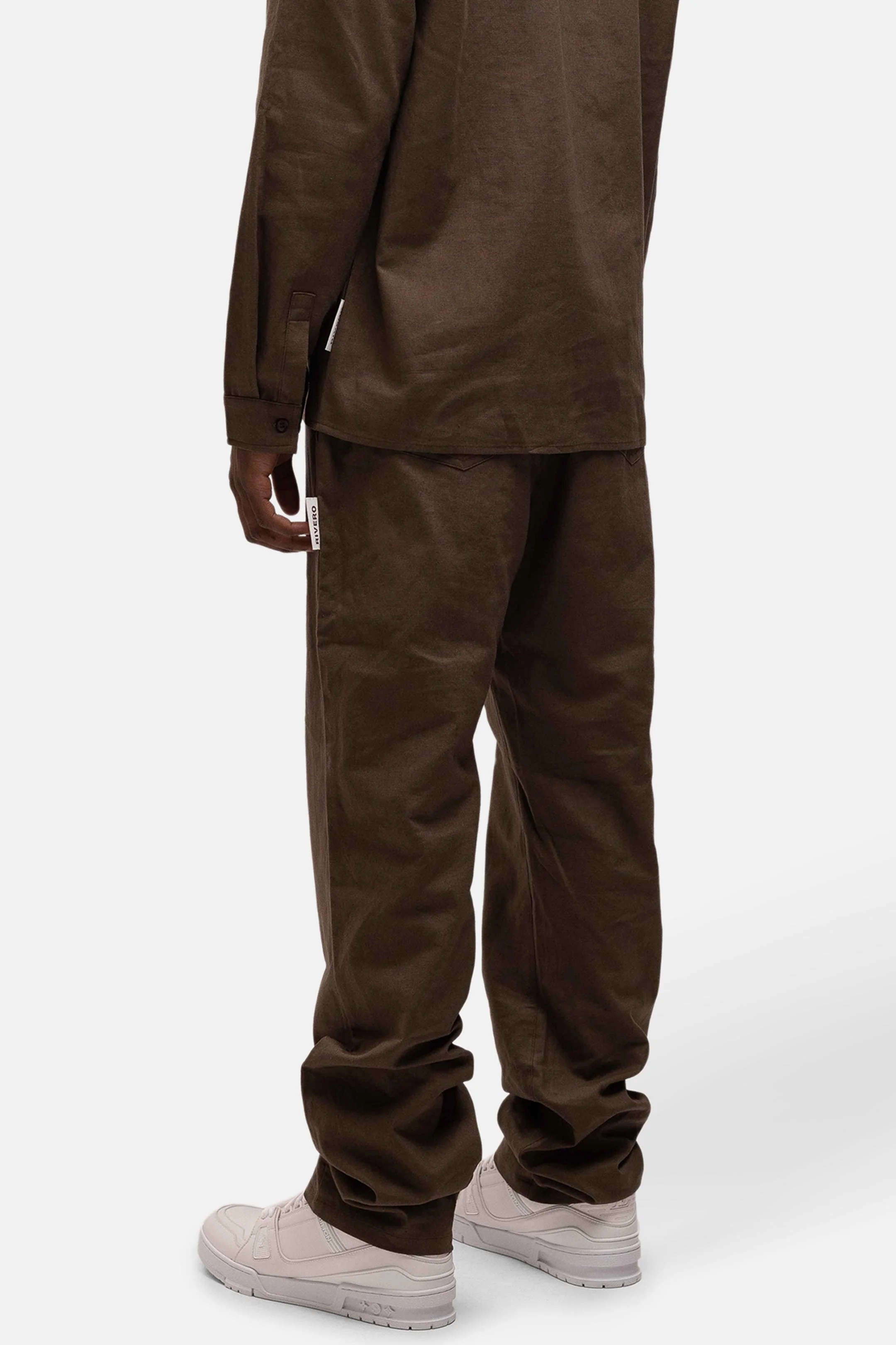 RIVERO - LINEN STRAIGHT LEG PANTS BROWN - Image 11