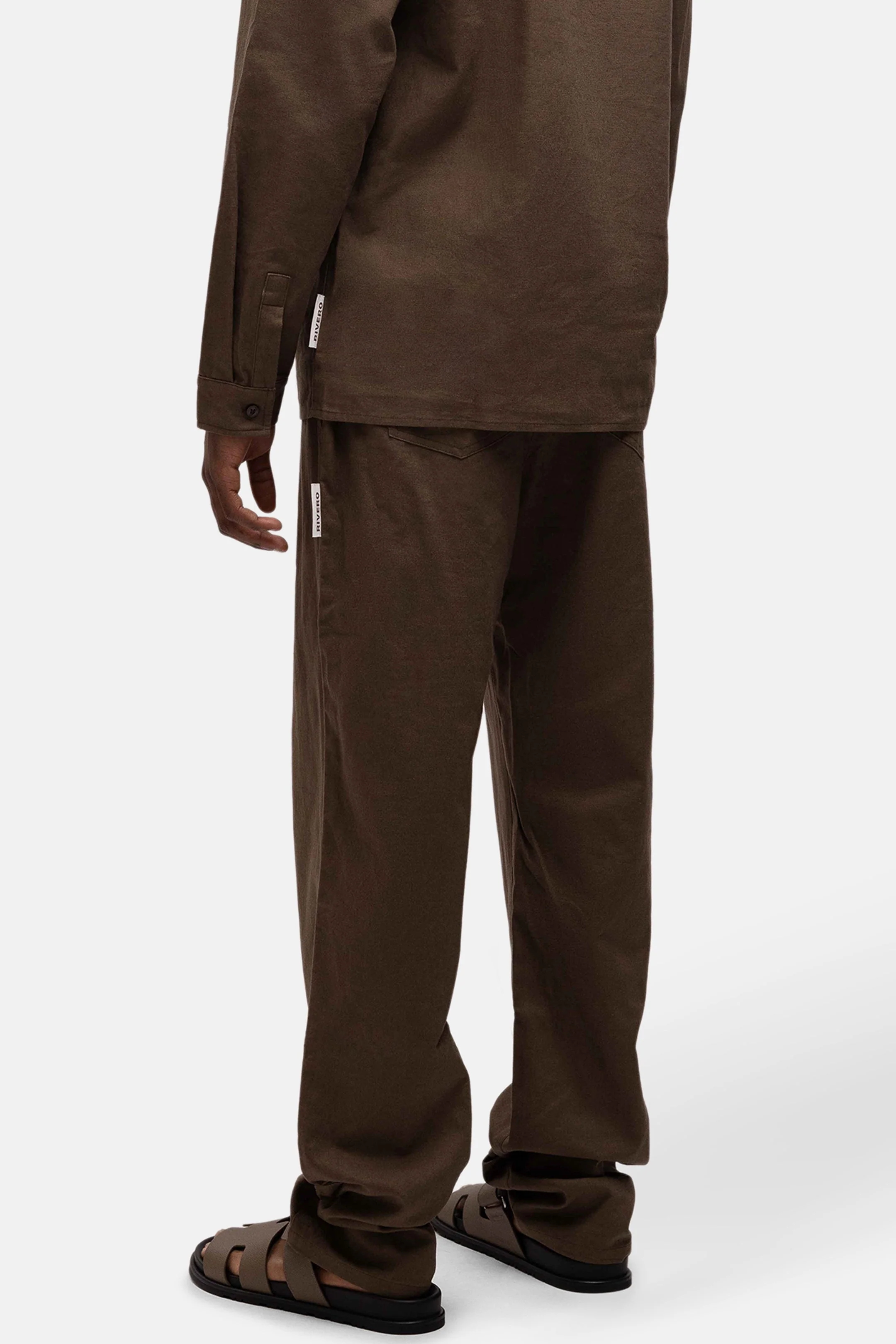 RIVERO - LINEN STRAIGHT LEG PANTS BROWN - Image 5