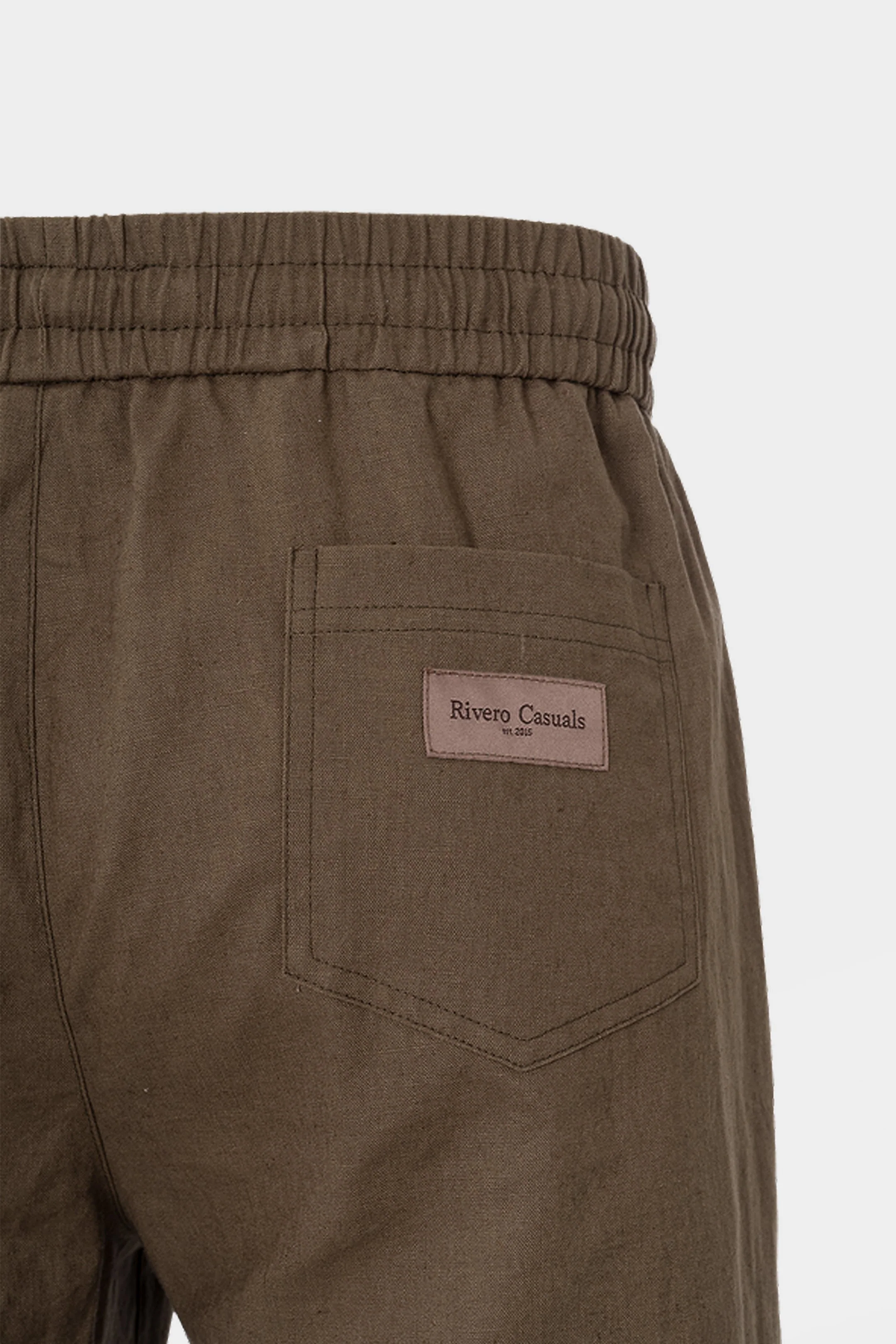 RIVERO - LINEN STRAIGHT LEG PANTS BROWN - Image 8