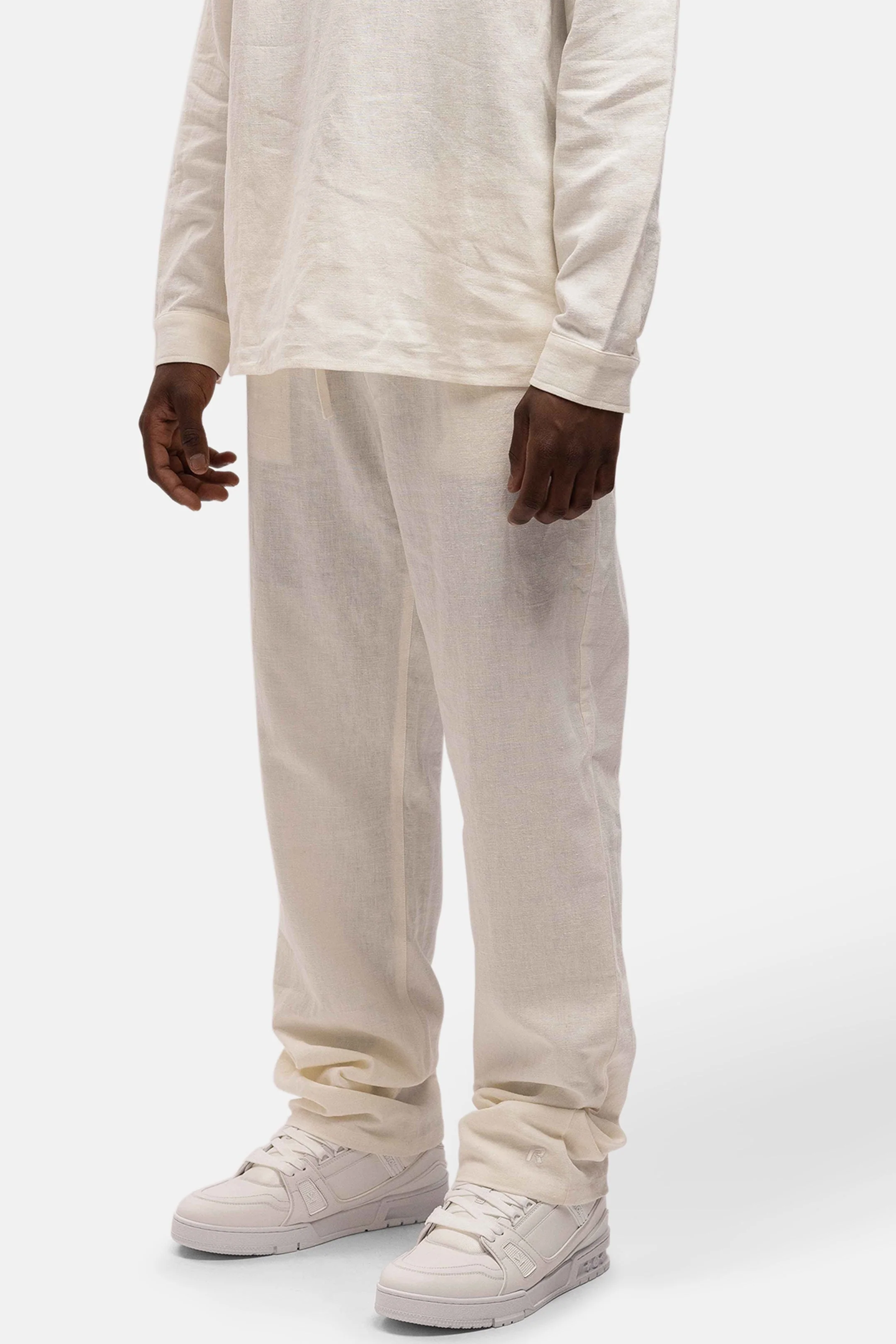 RIVERO - LINEN STRAIGHT LEG PANTS WHITE - Image 10