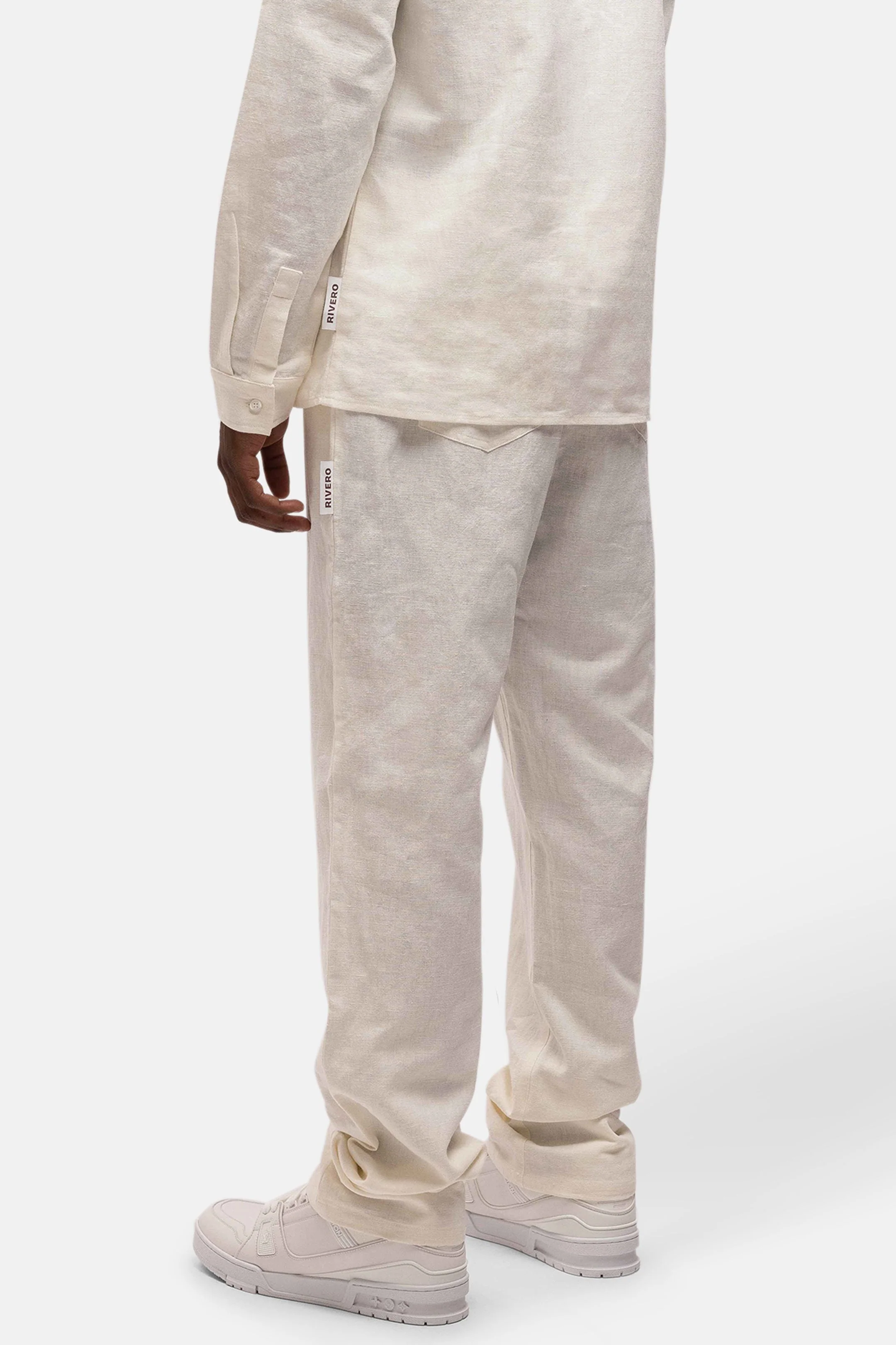 RIVERO - LINEN STRAIGHT LEG PANTS WHITE - Image 12
