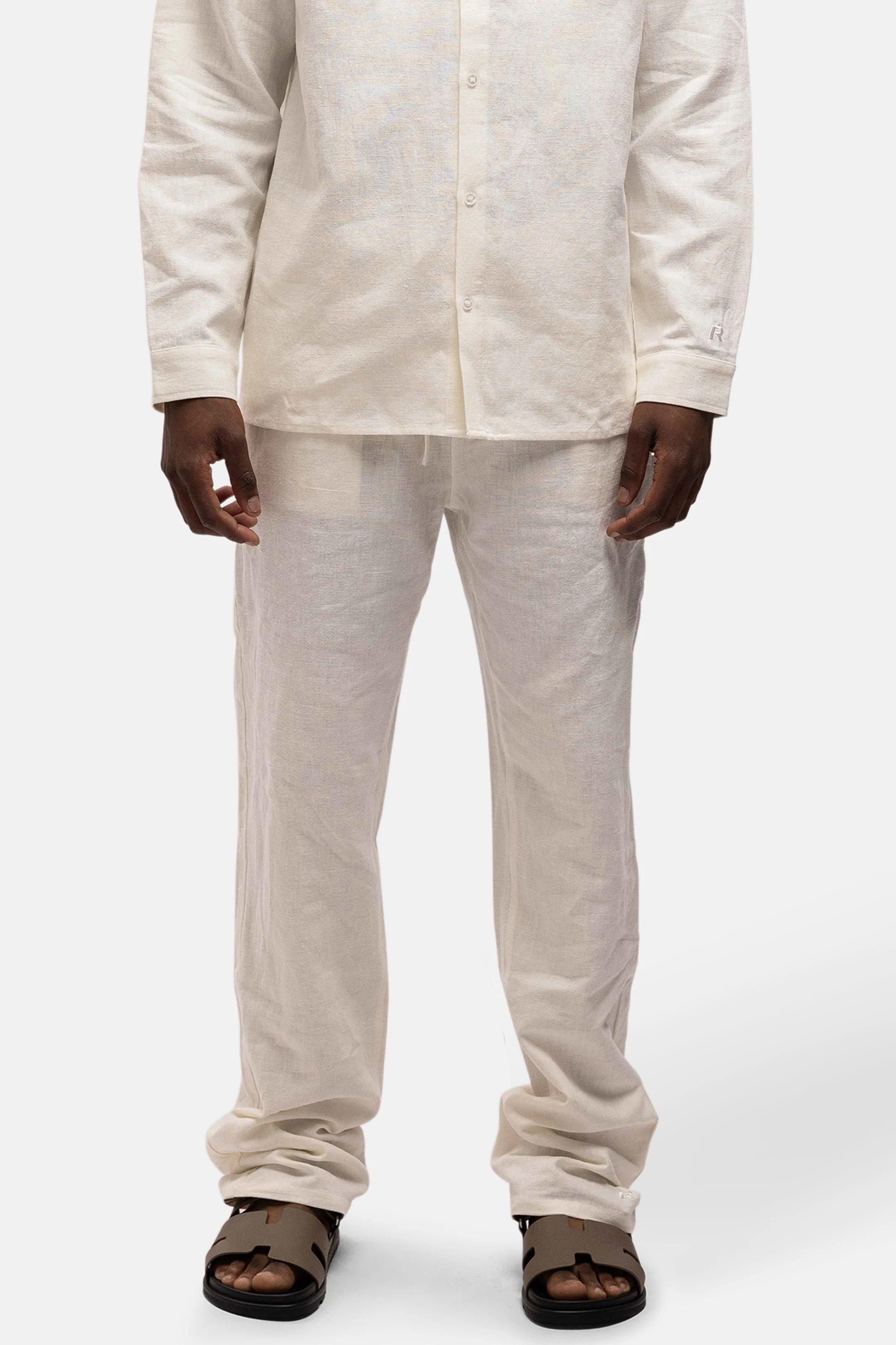RIVERO - LINEN STRAIGHT LEG PANTS WHITE - Image 3