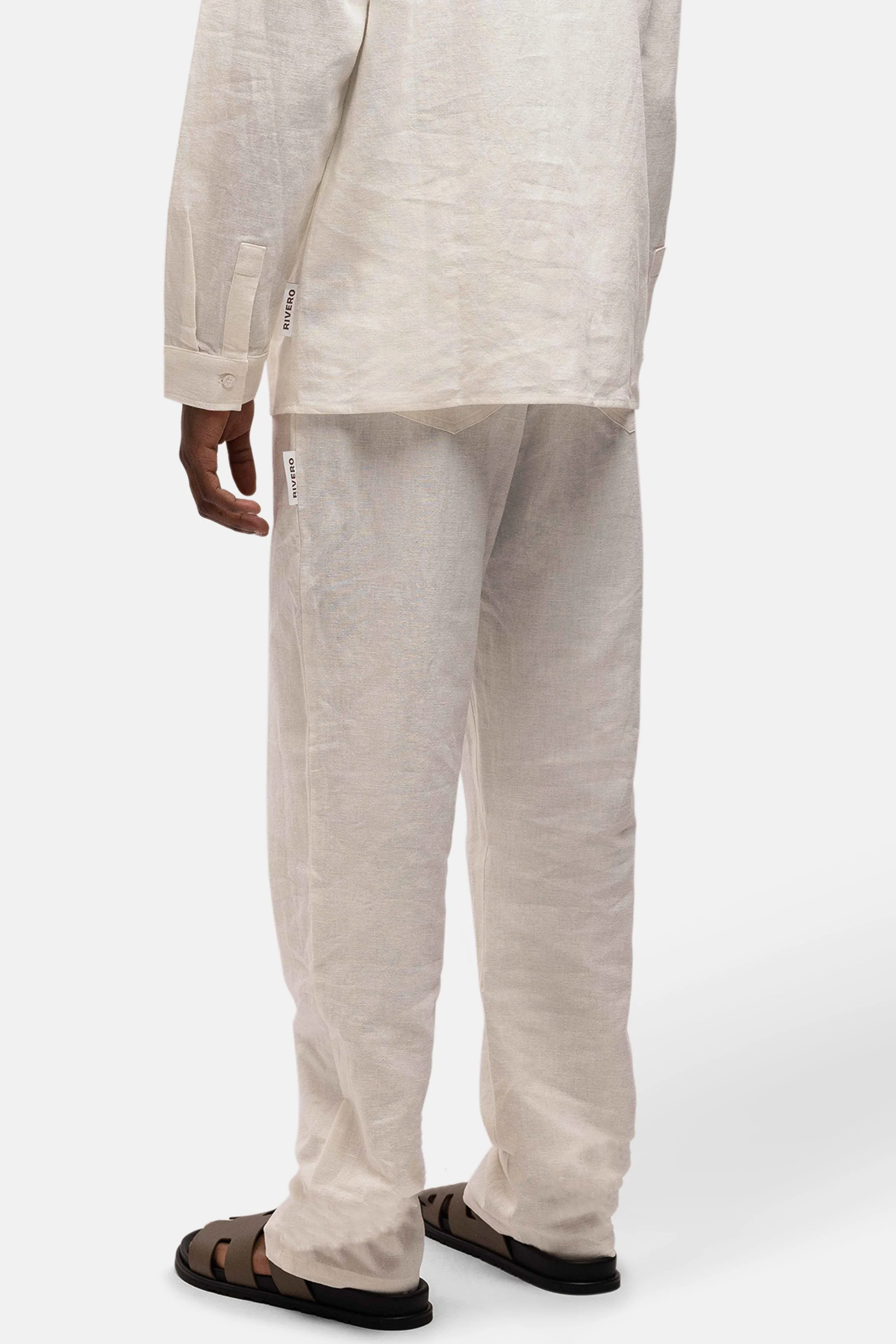 RIVERO - LINEN STRAIGHT LEG PANTS WHITE - Image 4