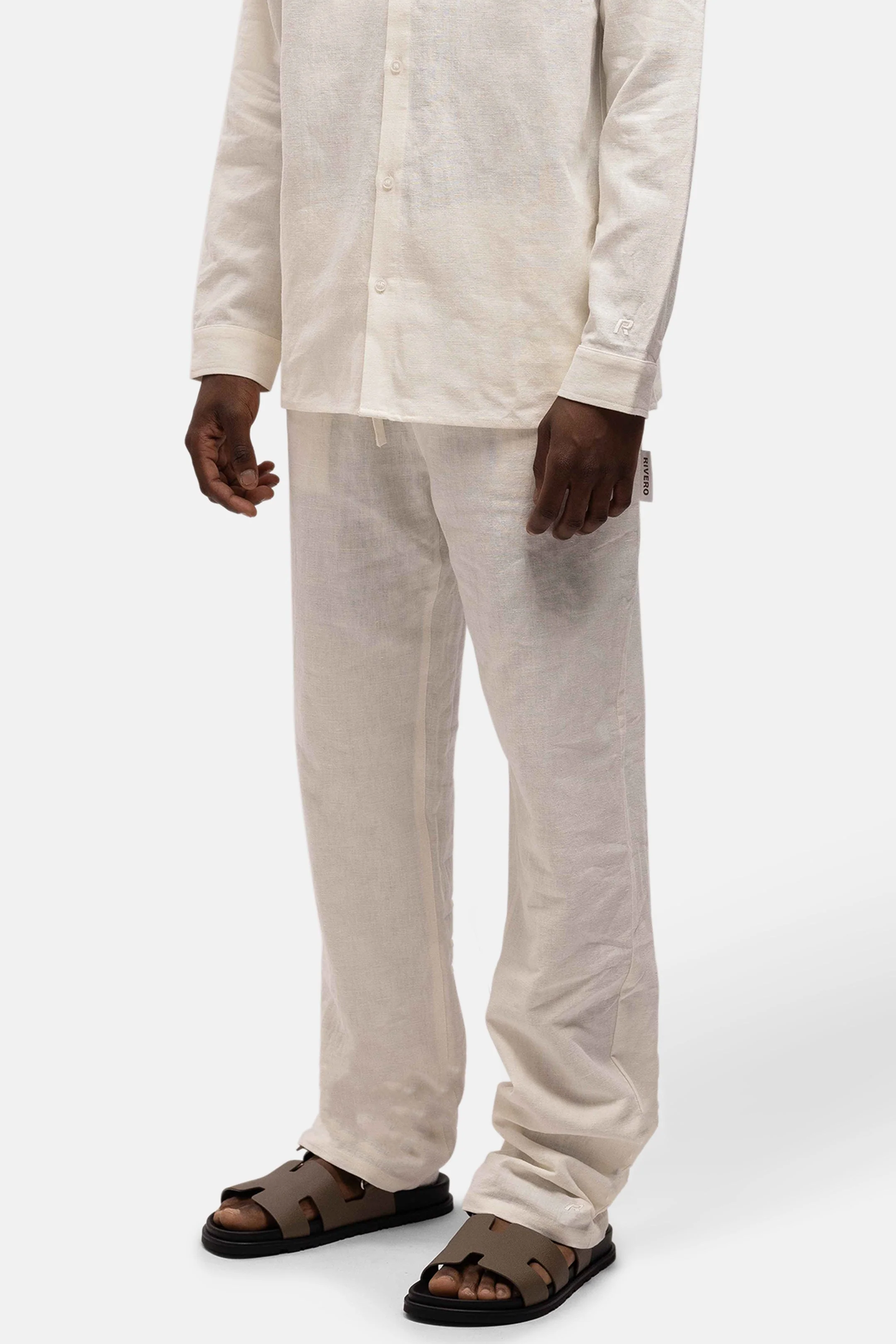 RIVERO - LINEN STRAIGHT LEG PANTS WHITE - Image 7
