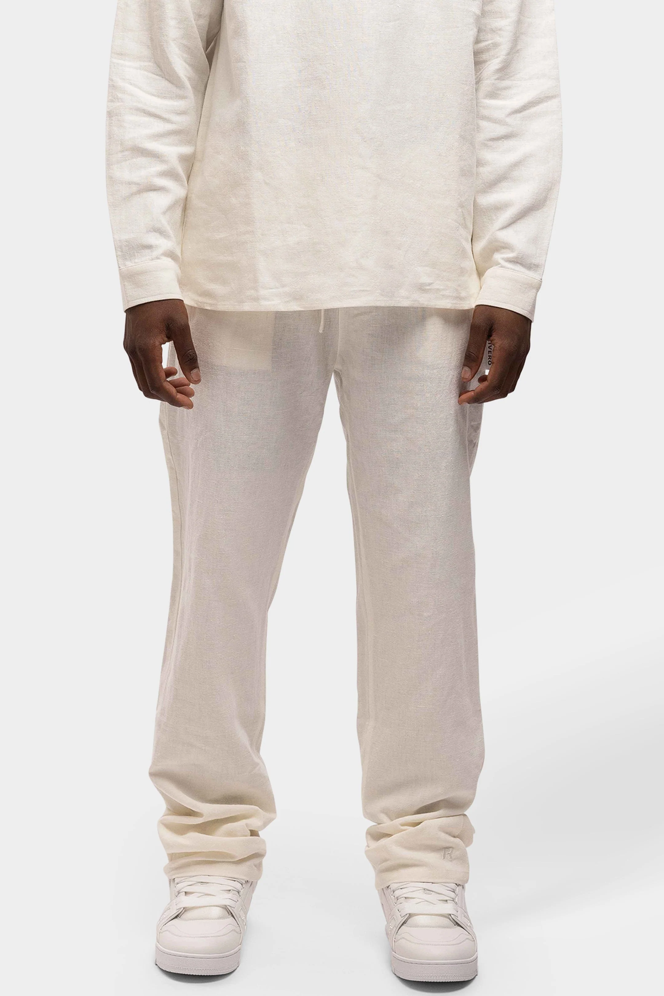 RIVERO - LINEN STRAIGHT LEG PANTS WHITE - Image 9