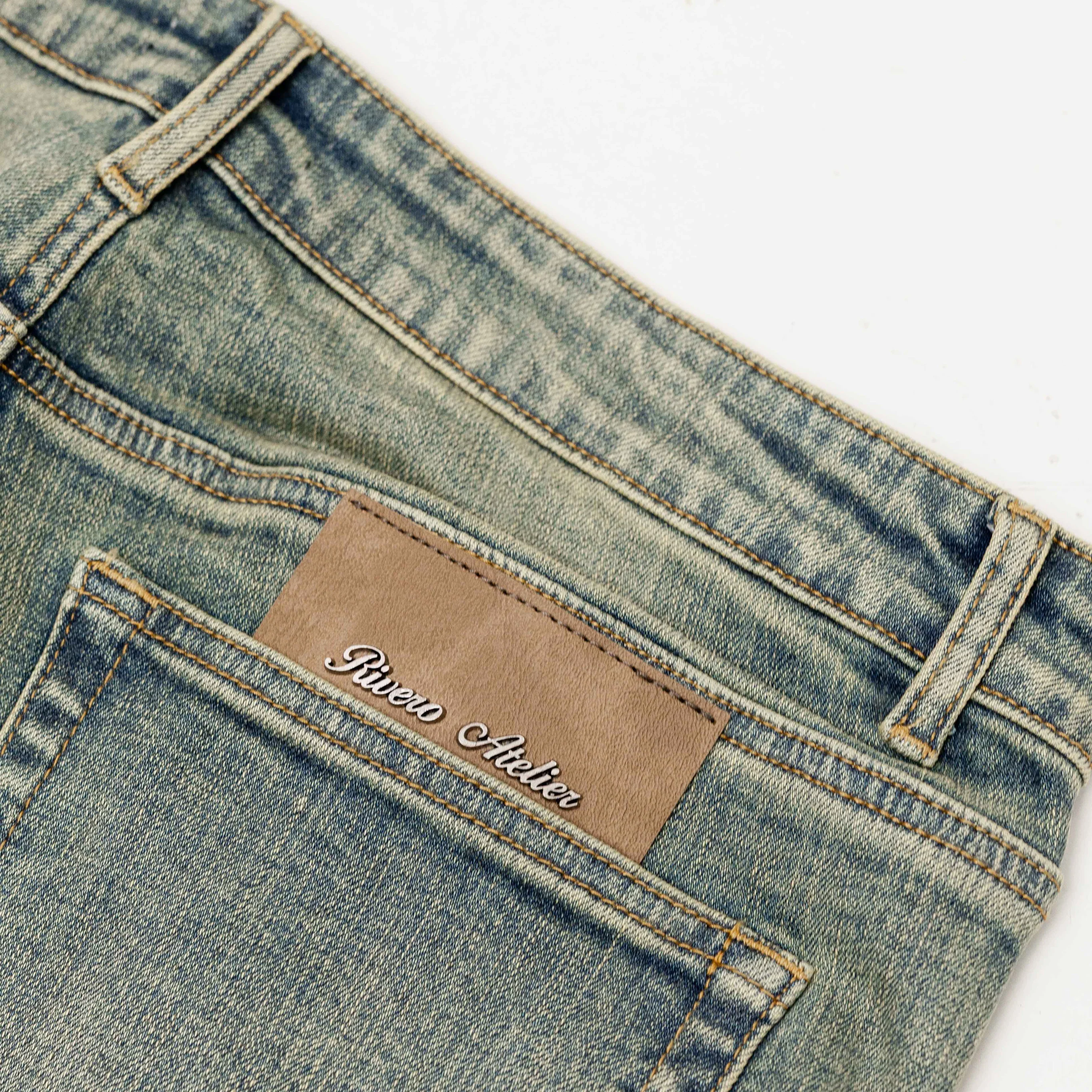 RIVERO - RAISED MONOGRAM BUTTONED DENIM JEANS - Image 5