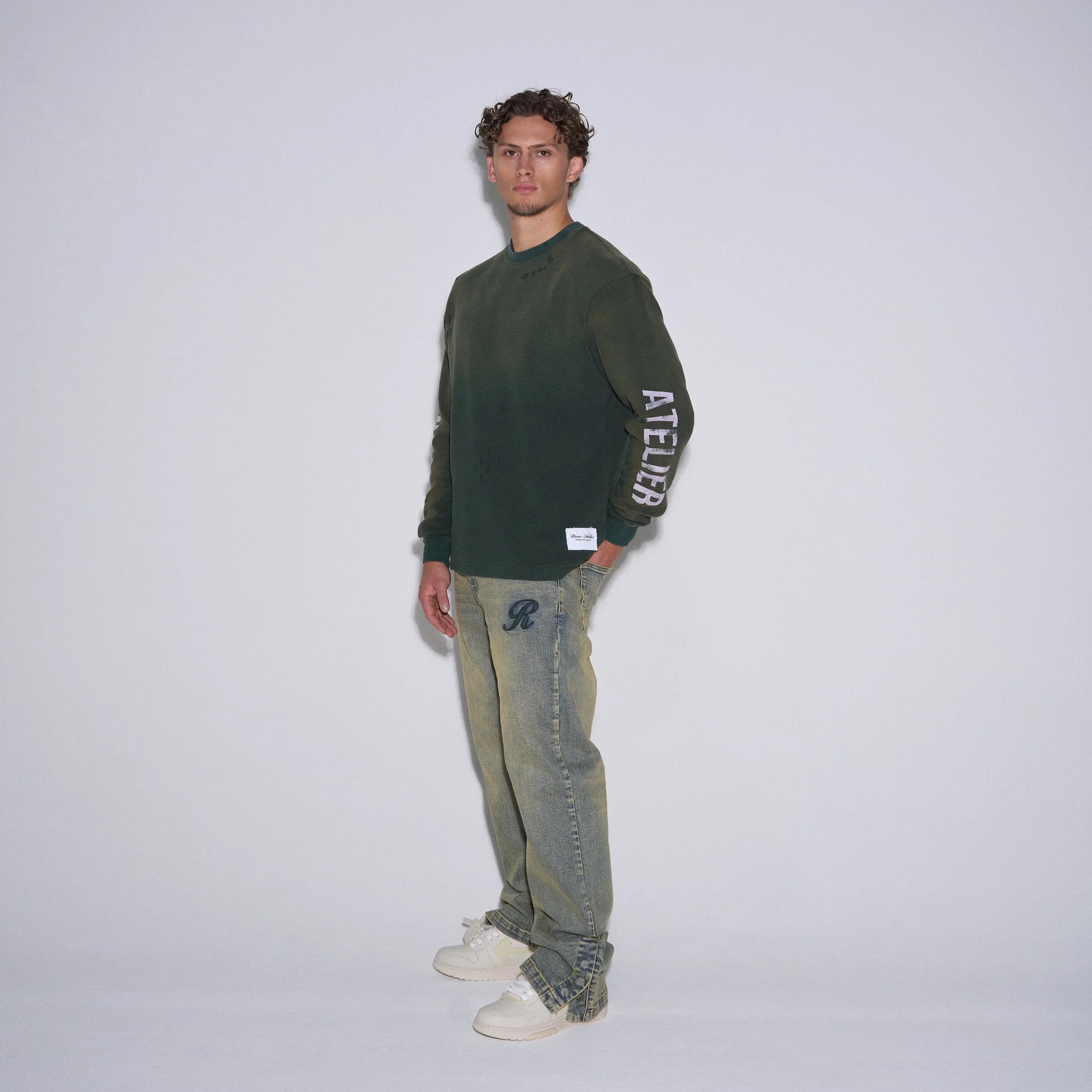 RIVERO - RAISED MONOGRAM BUTTONED DENIM JEANS - Image 6