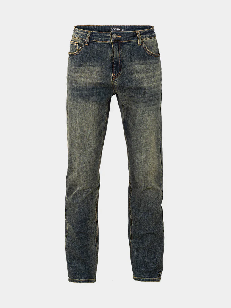 RIVERO - REGULAR PLAIN EMBOSSED WASHED DENIM JEANS - Image 6