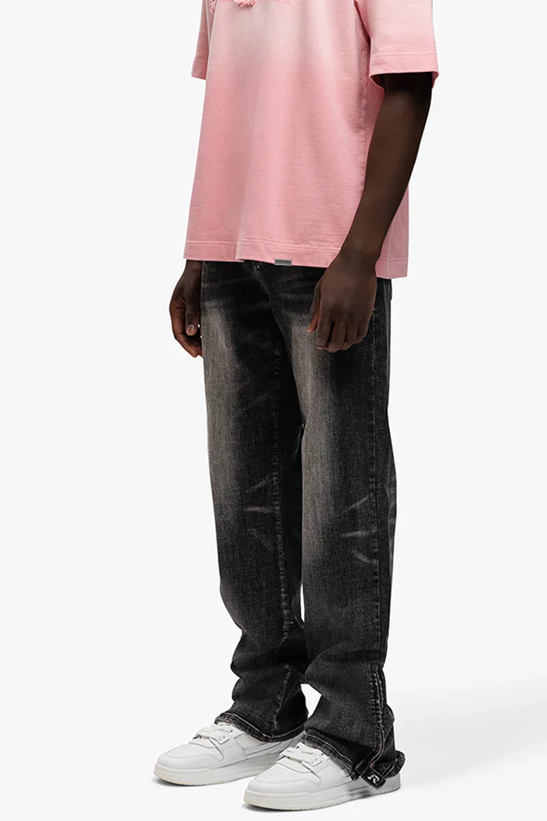 RIVERO - RELAXED BUTTONED ZIP DENIM WASHED BLACK - Image 3