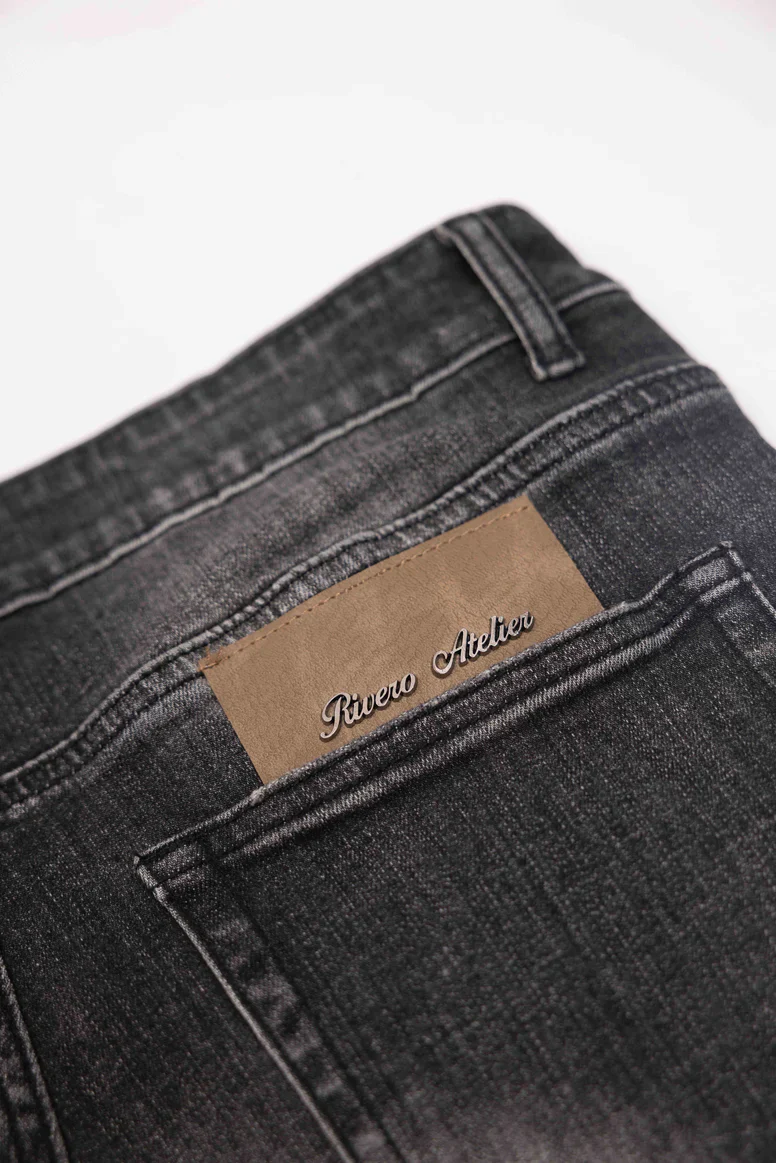 RIVERO - RELAXED BUTTONED ZIP DENIM WASHED BLACK - Image 4