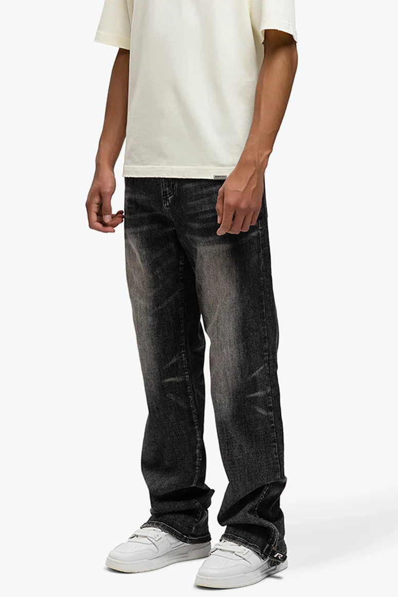 RIVERO - RELAXED BUTTONED ZIP DENIM WASHED BLACK - Image 7