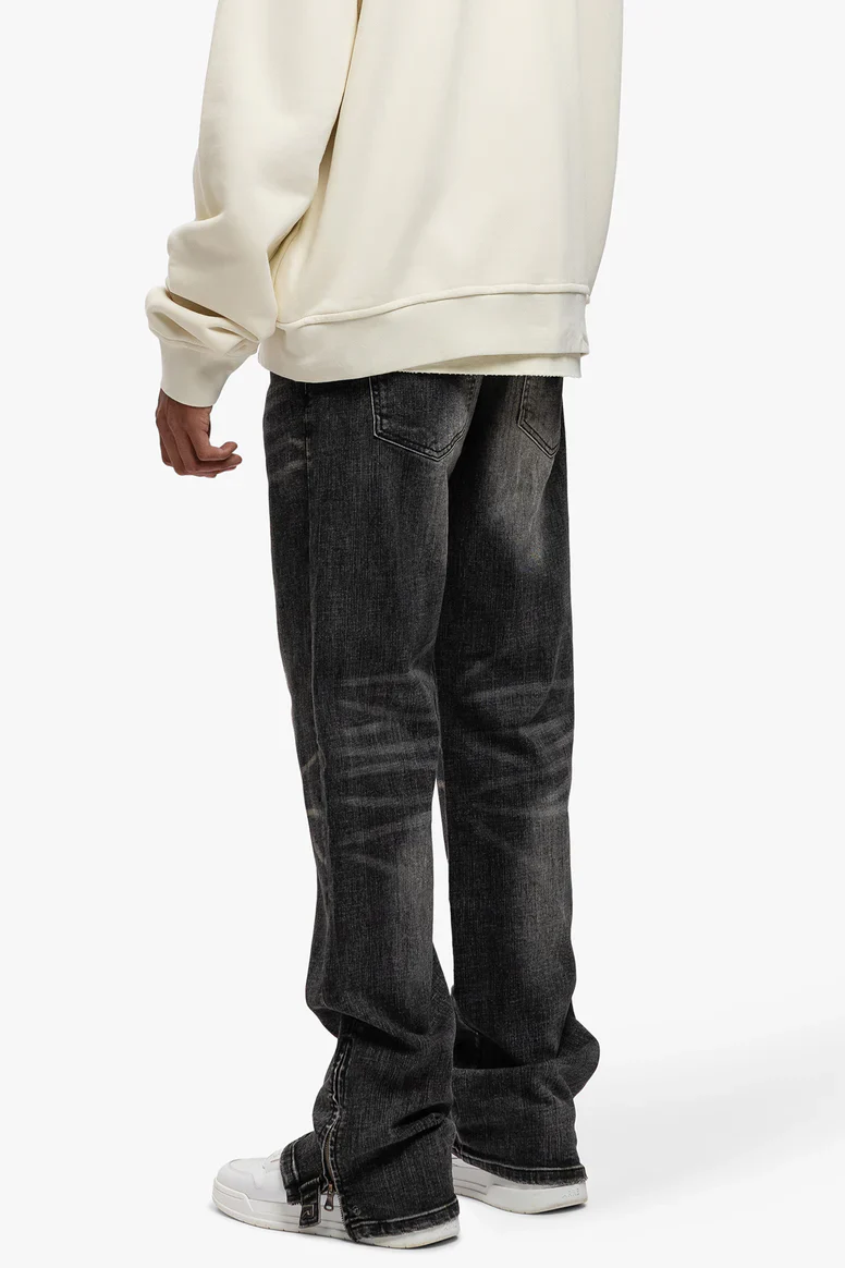 RIVERO - RELAXED BUTTONED ZIP DENIM WASHED BLACK - Image 8