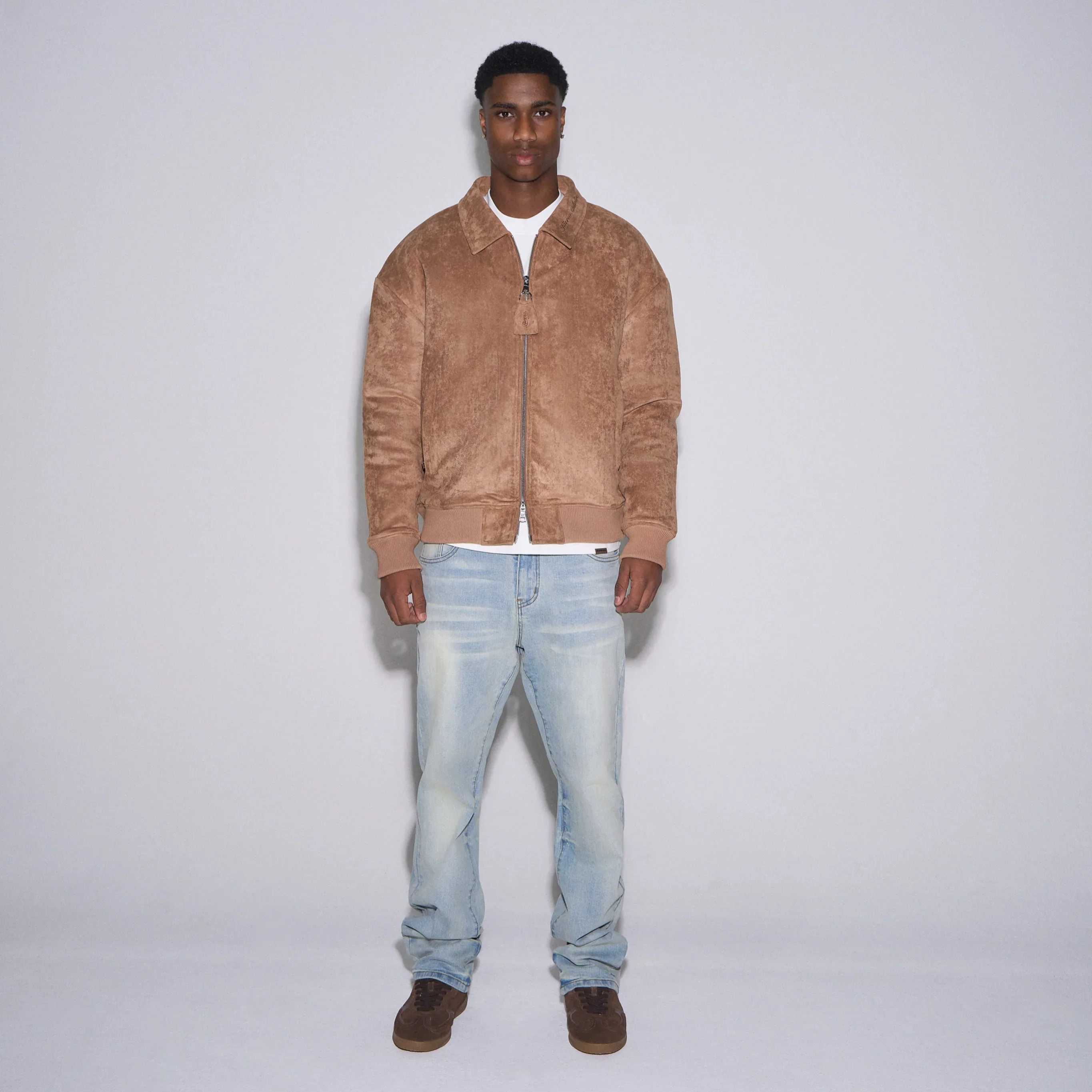 RIVERO - REGULAR PLAIN MIST BLUE EMBOSSED DENIM JEANS - Image 2