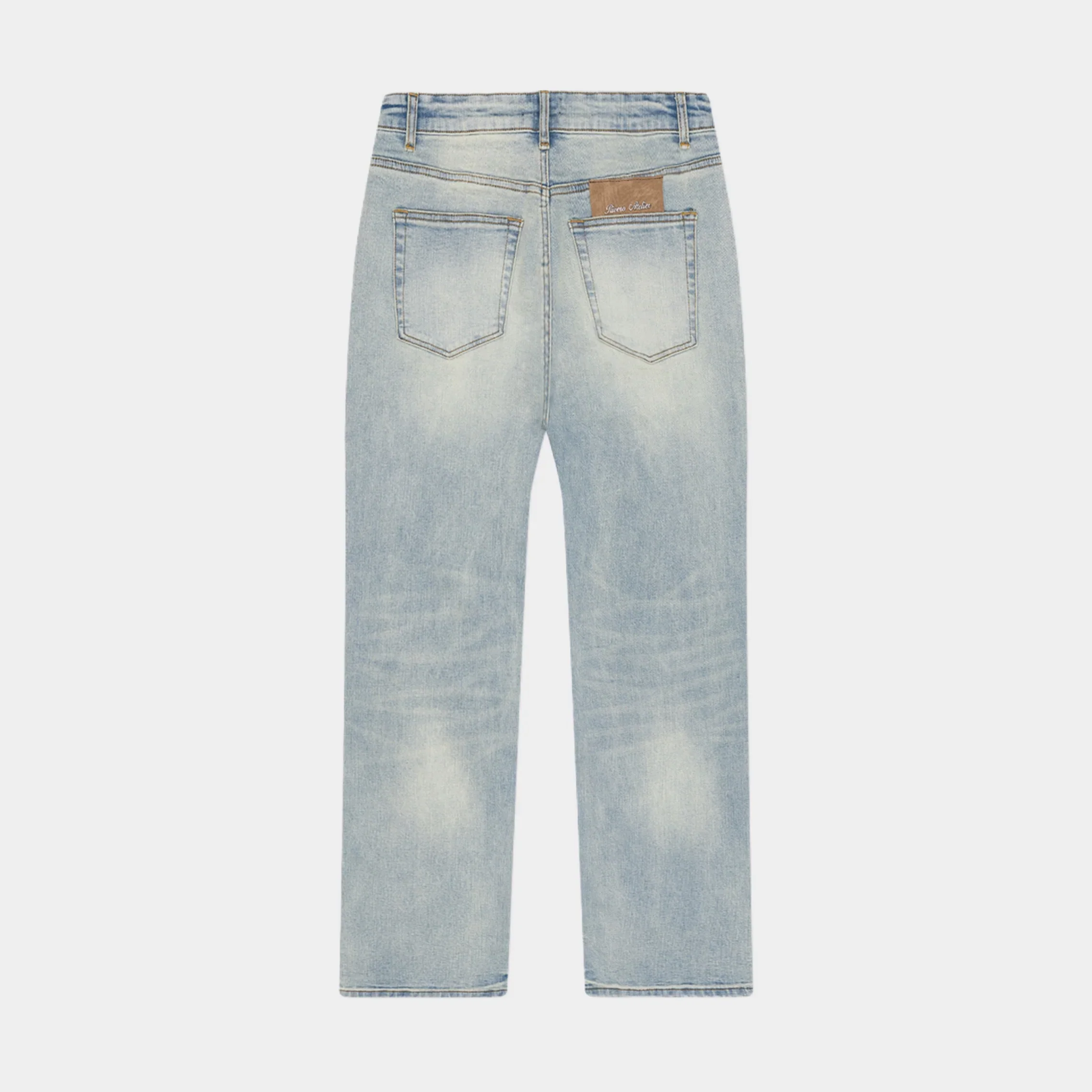RIVERO - REGULAR PLAIN MIST BLUE EMBOSSED DENIM JEANS - Image 4