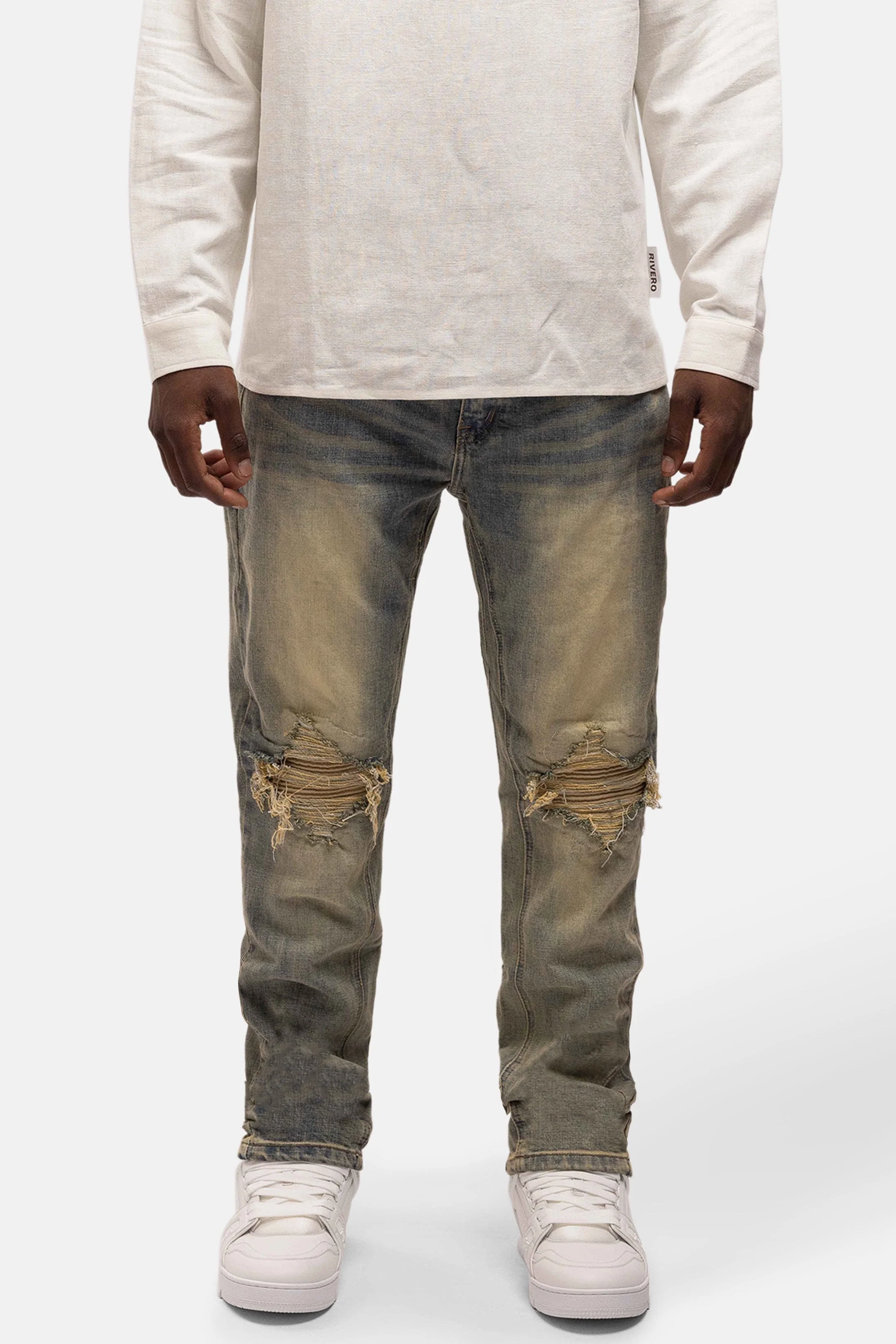 RIVERO - REGULAR REPAIRED DENIM JEANS - Image 3