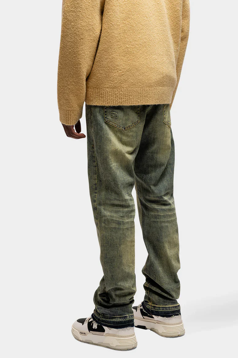 RIVERO - REGULAR VERIDIAN EMBOSSED DENIM JEANS - Image 4