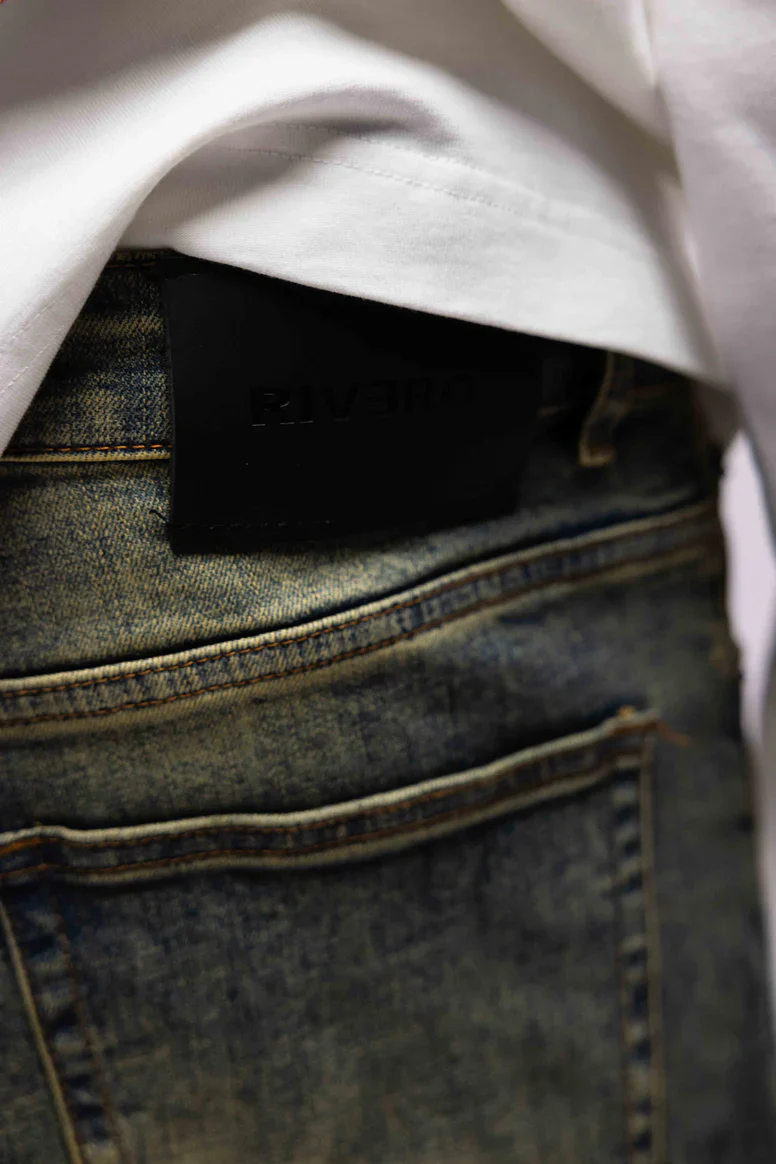 RIVERO - REGULAR VERIDIAN EMBOSSED DENIM JEANS - Image 5