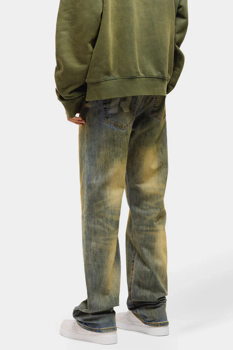 RIVERO - RELAXED EMBOSSED HEAVY WASHED DENIM JEANS - Image 3