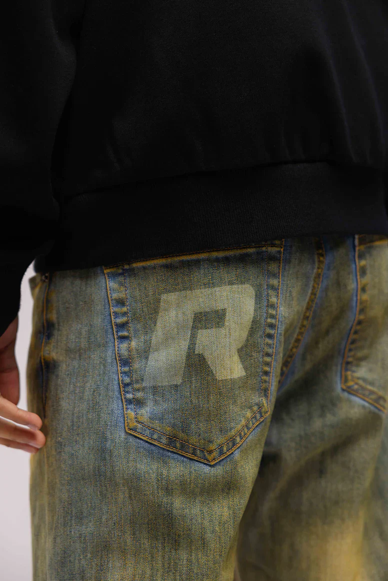 RIVERO - RELAXED EMBOSSED HEAVY WASHED DENIM JEANS - Image 4