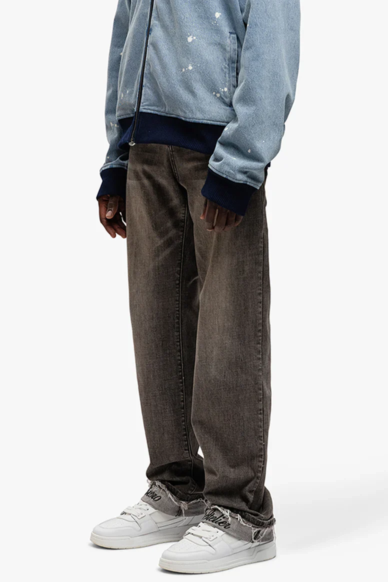 RIVERO - RELAXED FADED FOLD DENIM JEANS - Image 4