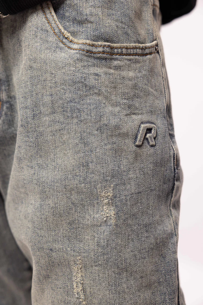 RIVERO - RELAXED VINTAGE WASHED EMBOSSED DENIM JEANS - Image 4