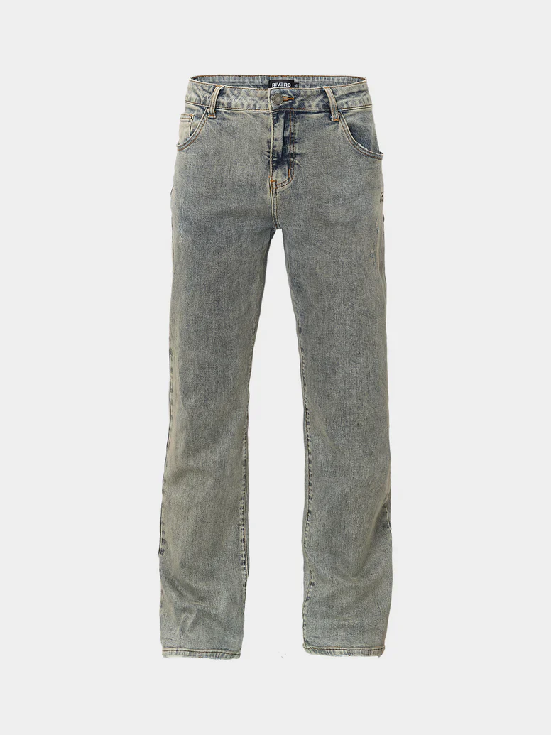 RIVERO - RELAXED VINTAGE WASHED EMBOSSED DENIM JEANS - Image 5