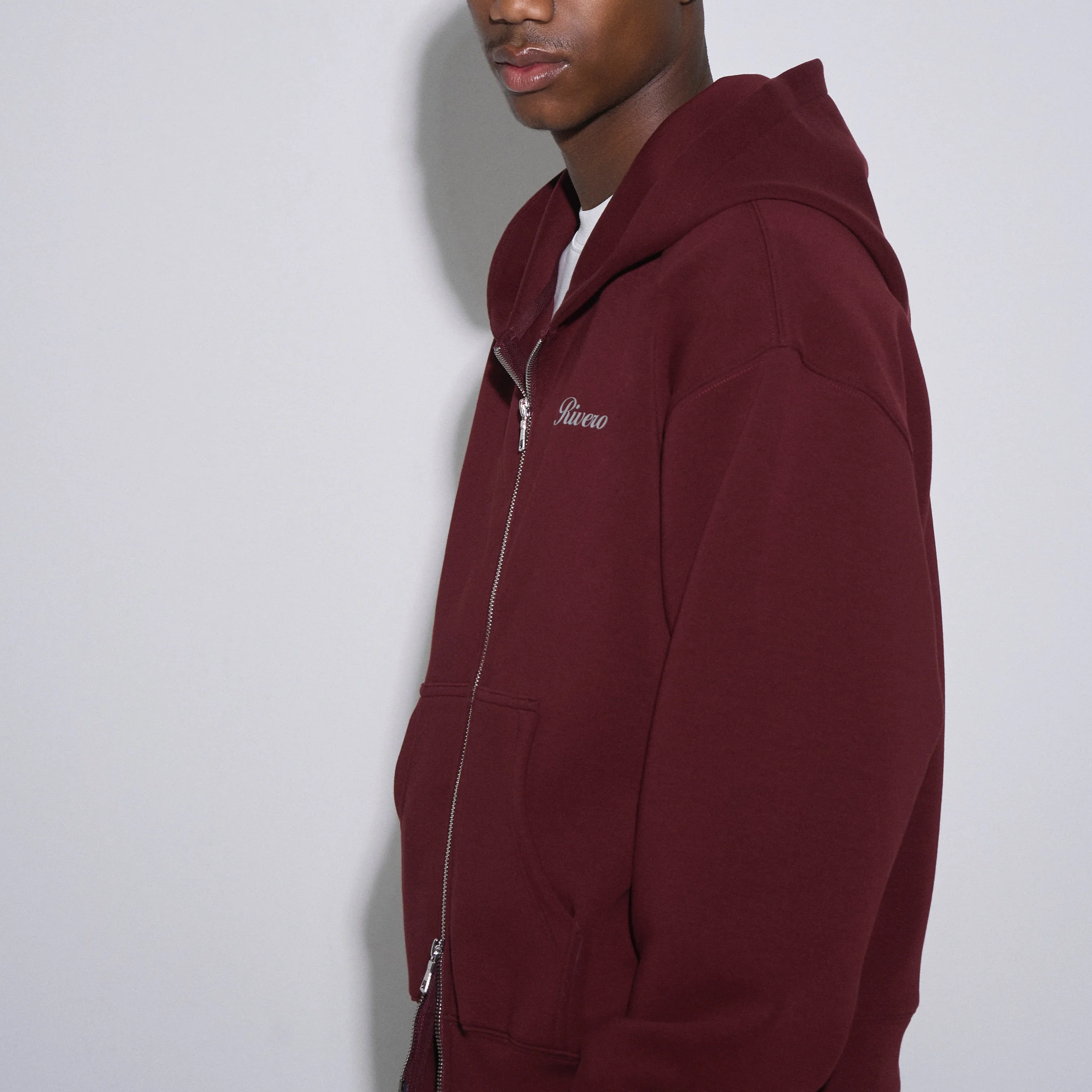 RIVERO - SCUBA ZIP HOODIE MAROON - Image 3