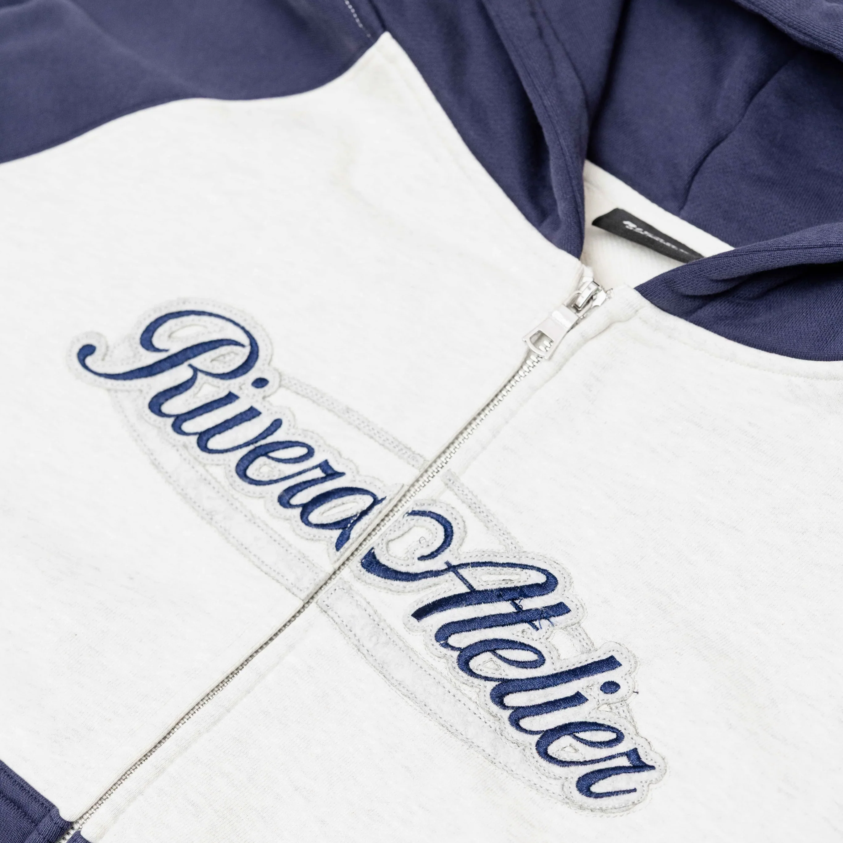 RIVERO - RAGLAN COLLEGE ZIP HOODIE - NAVY/GREY - Image 3