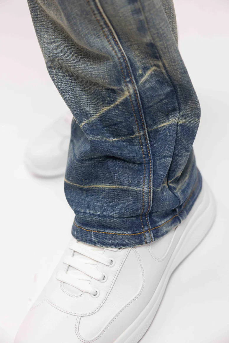 RIVERO - SEGMENTED WASHED DENIM JEANS - Image 5