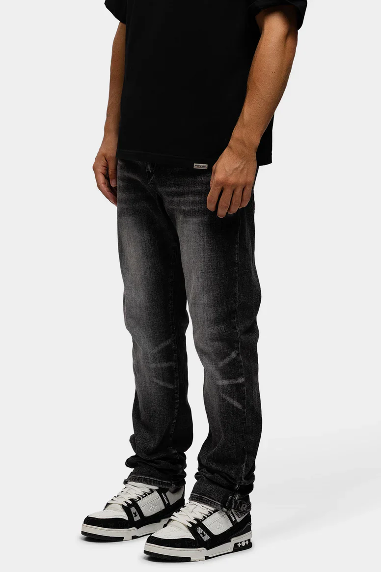 RIVERO- SLIM BUTTONED ZIP DENIM WASHED BLACK - Image 2