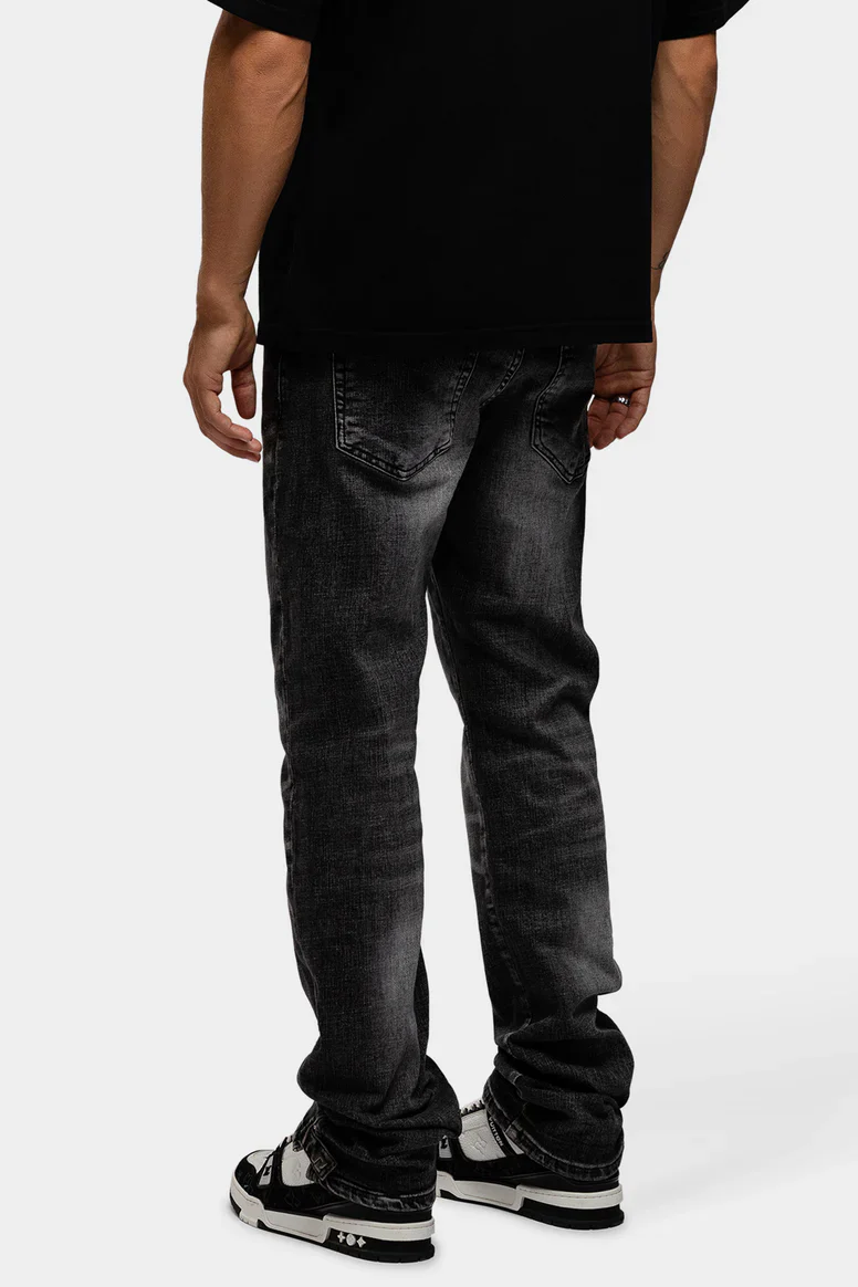 RIVERO- SLIM BUTTONED ZIP DENIM WASHED BLACK - Image 3