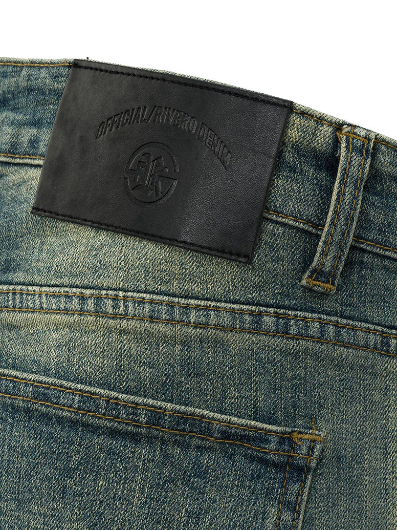 RIVERO - ZIP DENIM JEANS BEIGE - Image 7