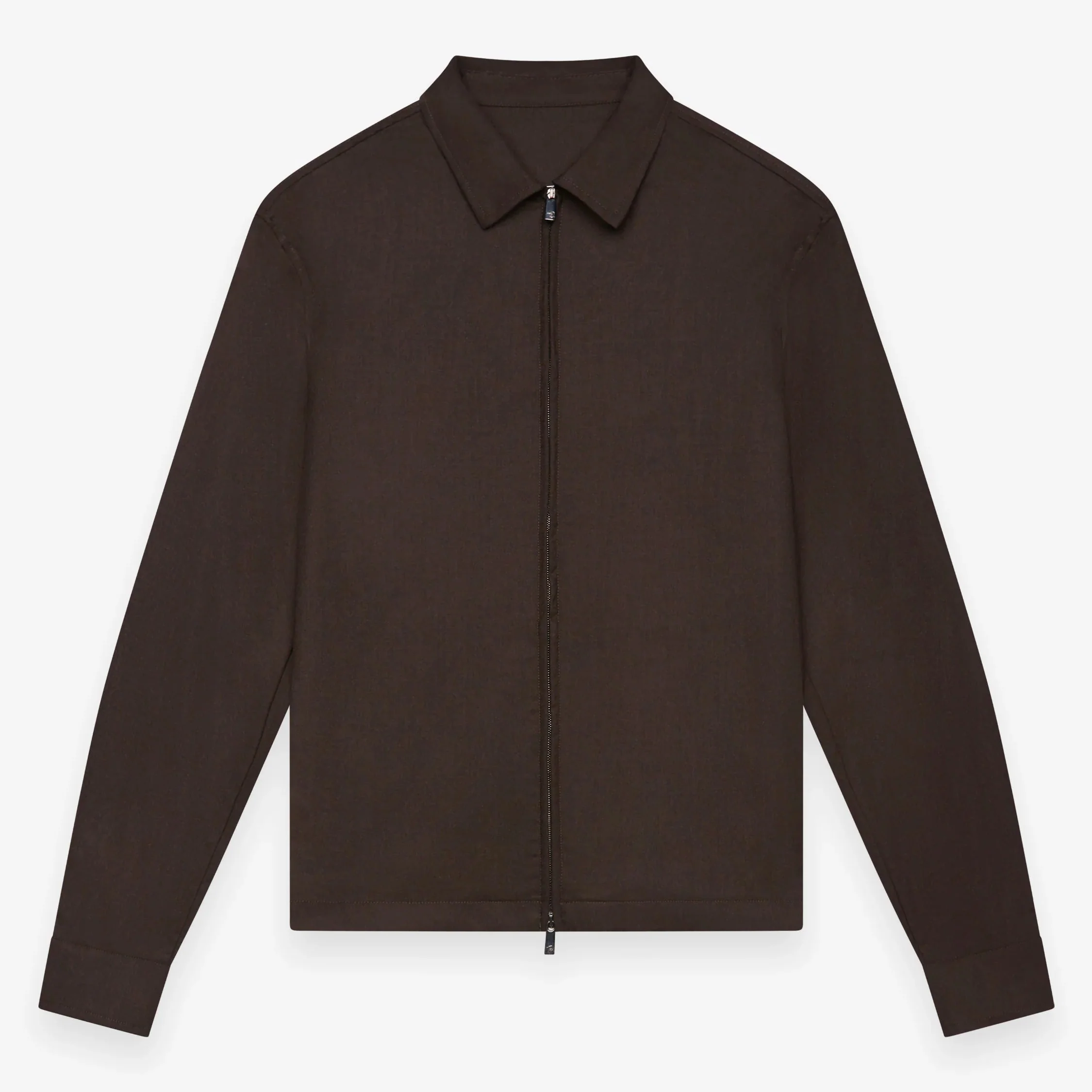 VALENZA- FLANNEL STRETCH OVERSHIRT - DARK BROWN