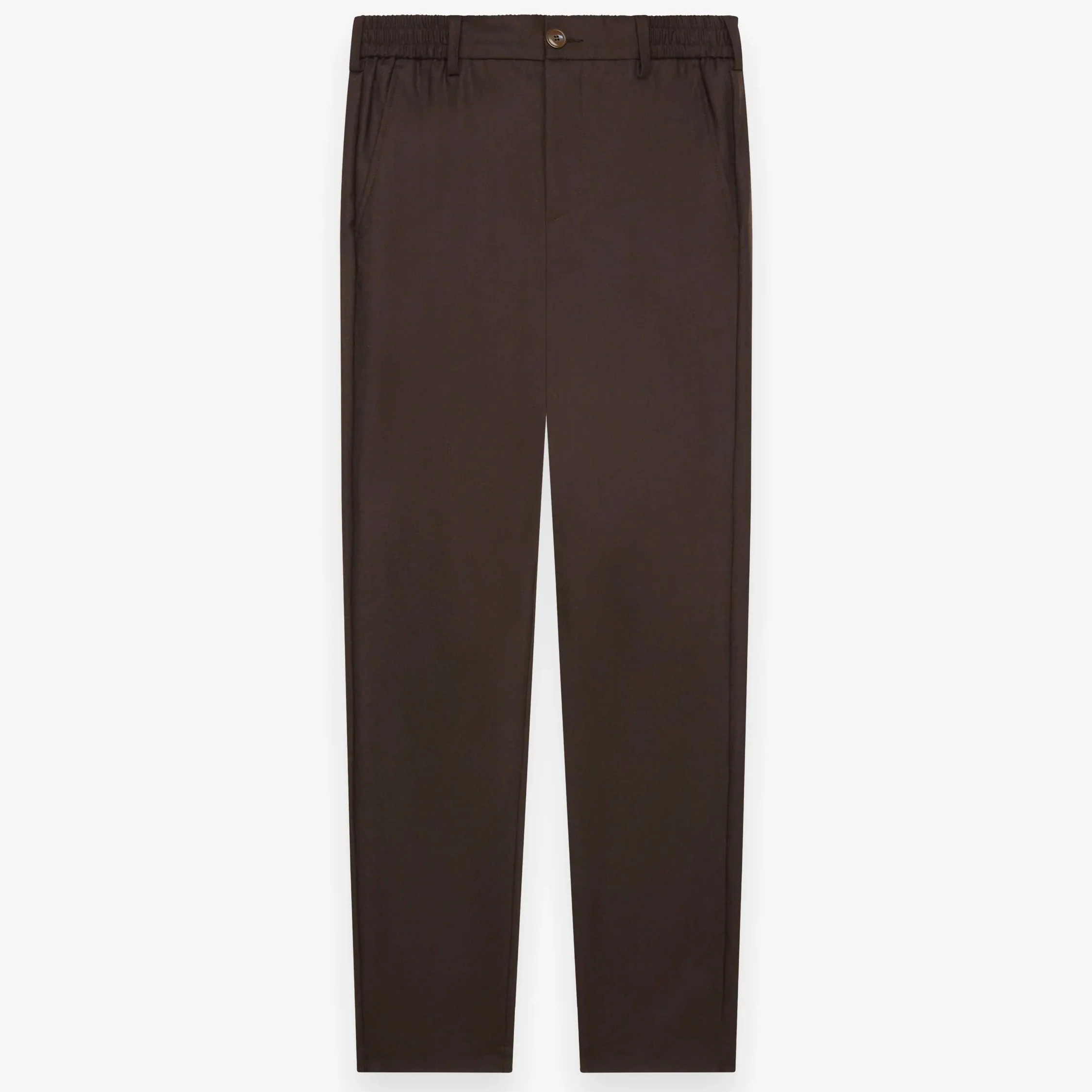 VALENZA- FLANNEL STRETCH TAPERED TROUSERS - DARK BROWN