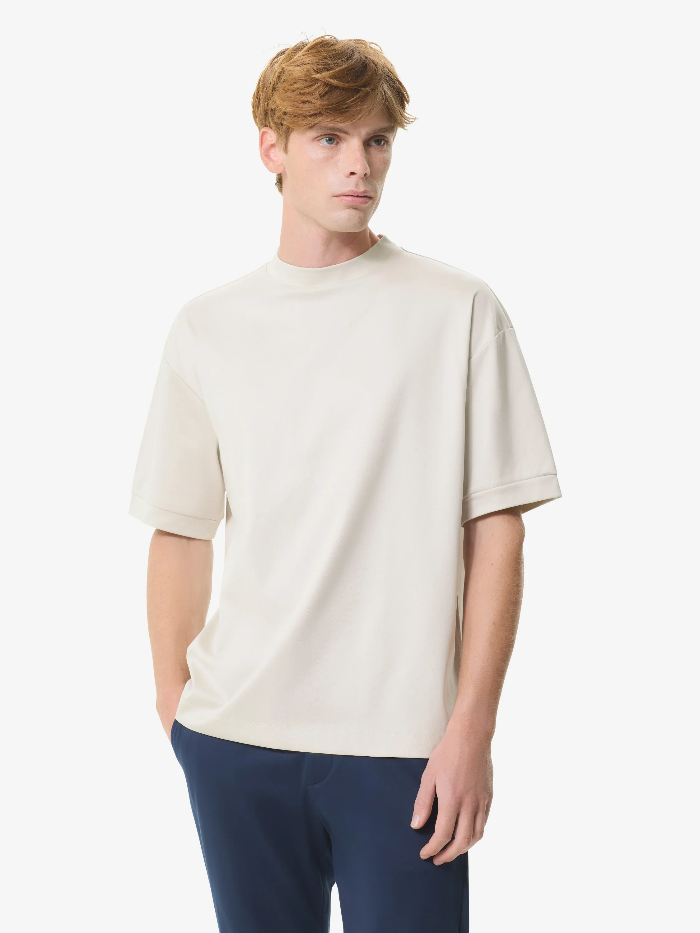 VALENZA - INTERLOCK SUPIMA OVERSIZED T-SHIRT PEARL GREY - Image 4