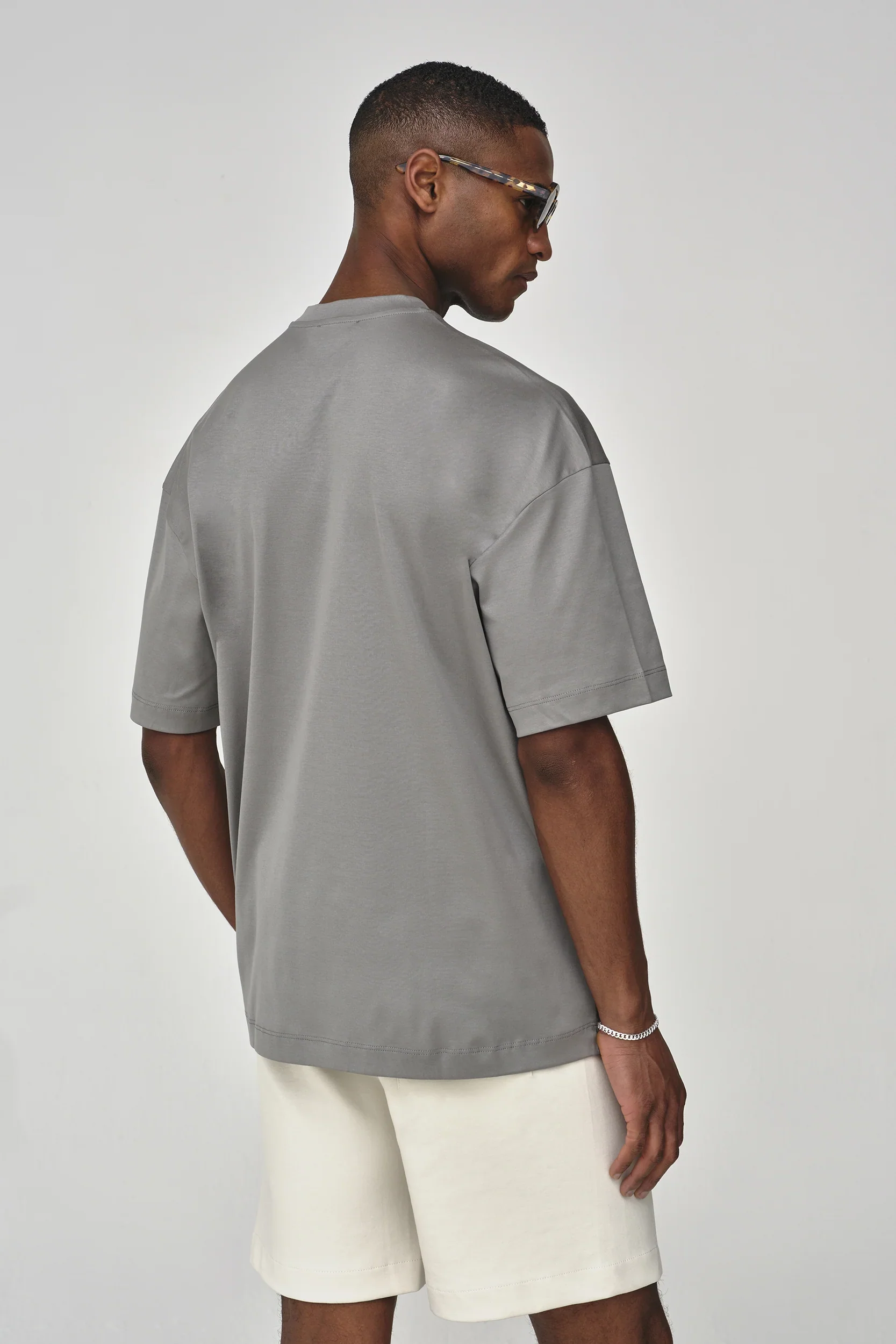 VALENZA - INTERLOCK SUPIMA OVERSIZED T-SHIRT GREY - Image 3