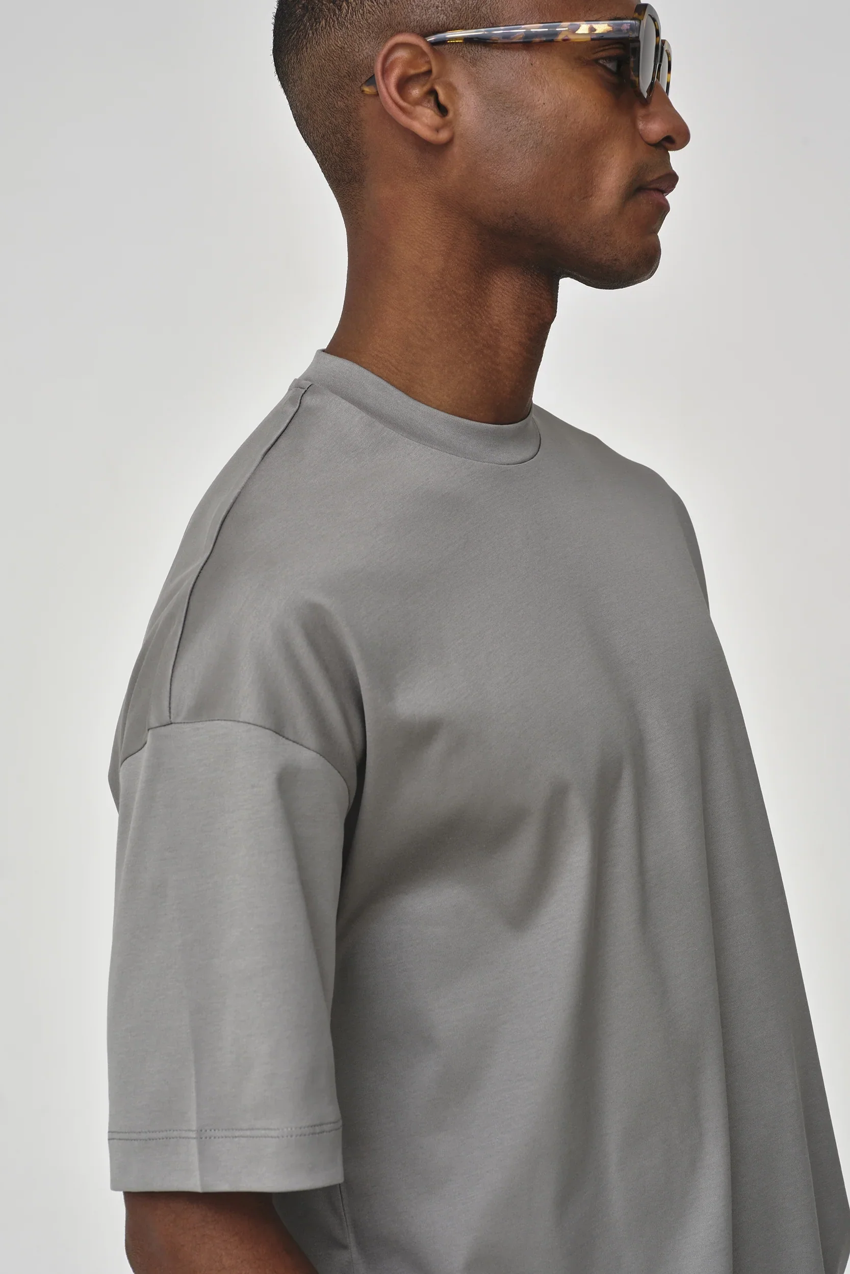 VALENZA - INTERLOCK SUPIMA OVERSIZED T-SHIRT GREY - Image 4