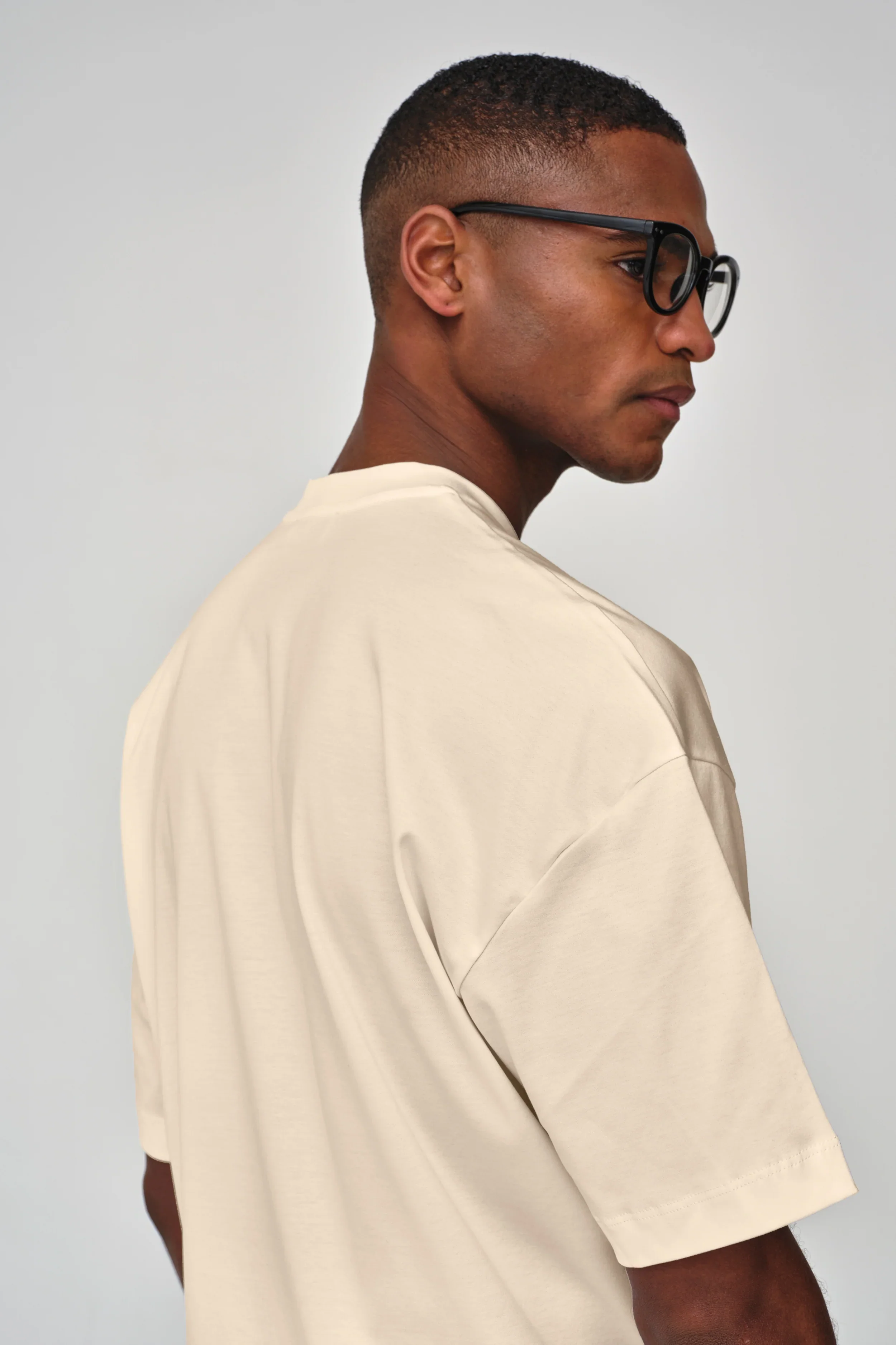 VALENZA - INTERLOCK SUPIMA OVERSIZED T-SHIRT BEIGE - Image 4