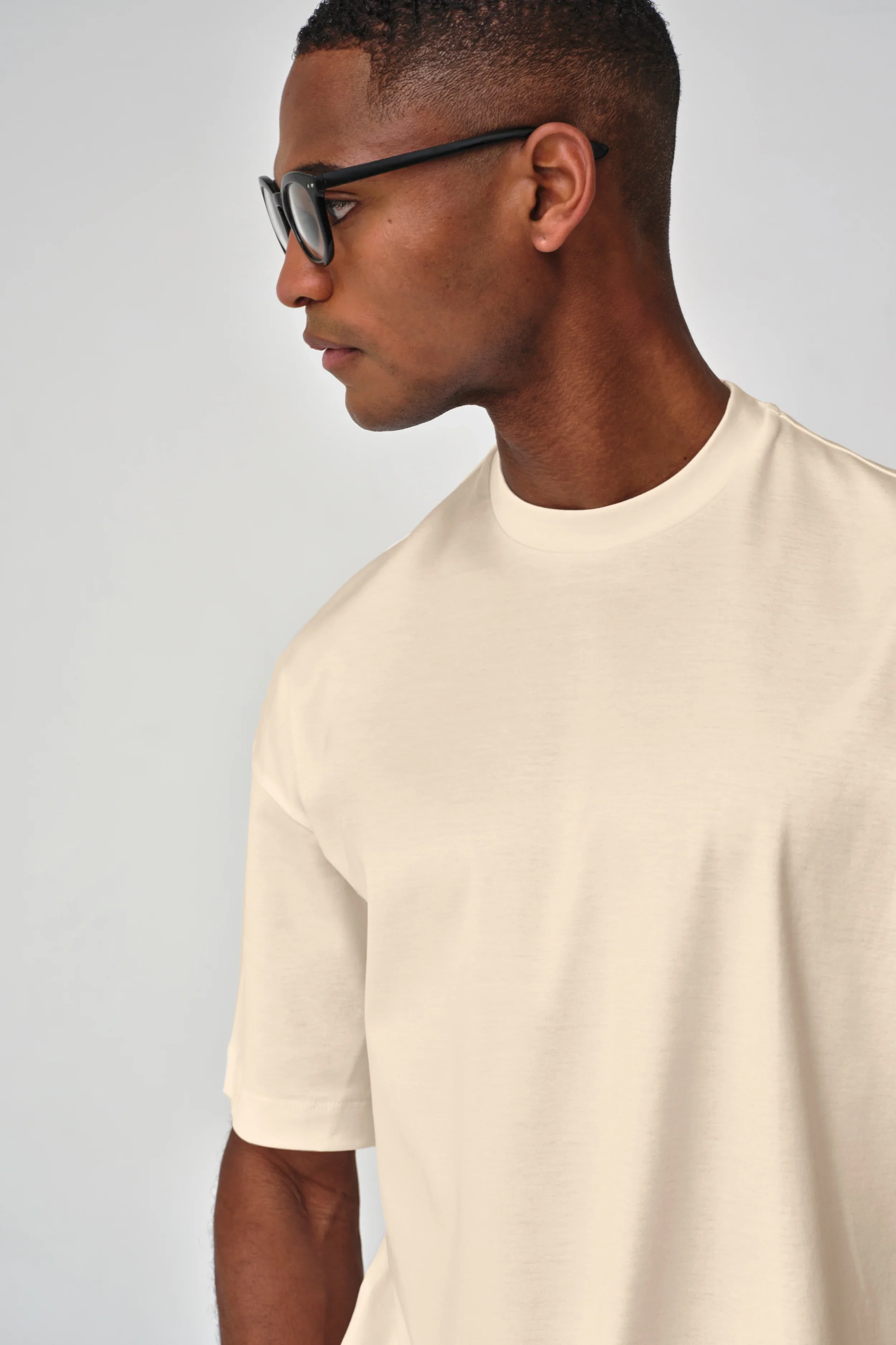 VALENZA - INTERLOCK SUPIMA OVERSIZED T-SHIRT BEIGE - Image 6