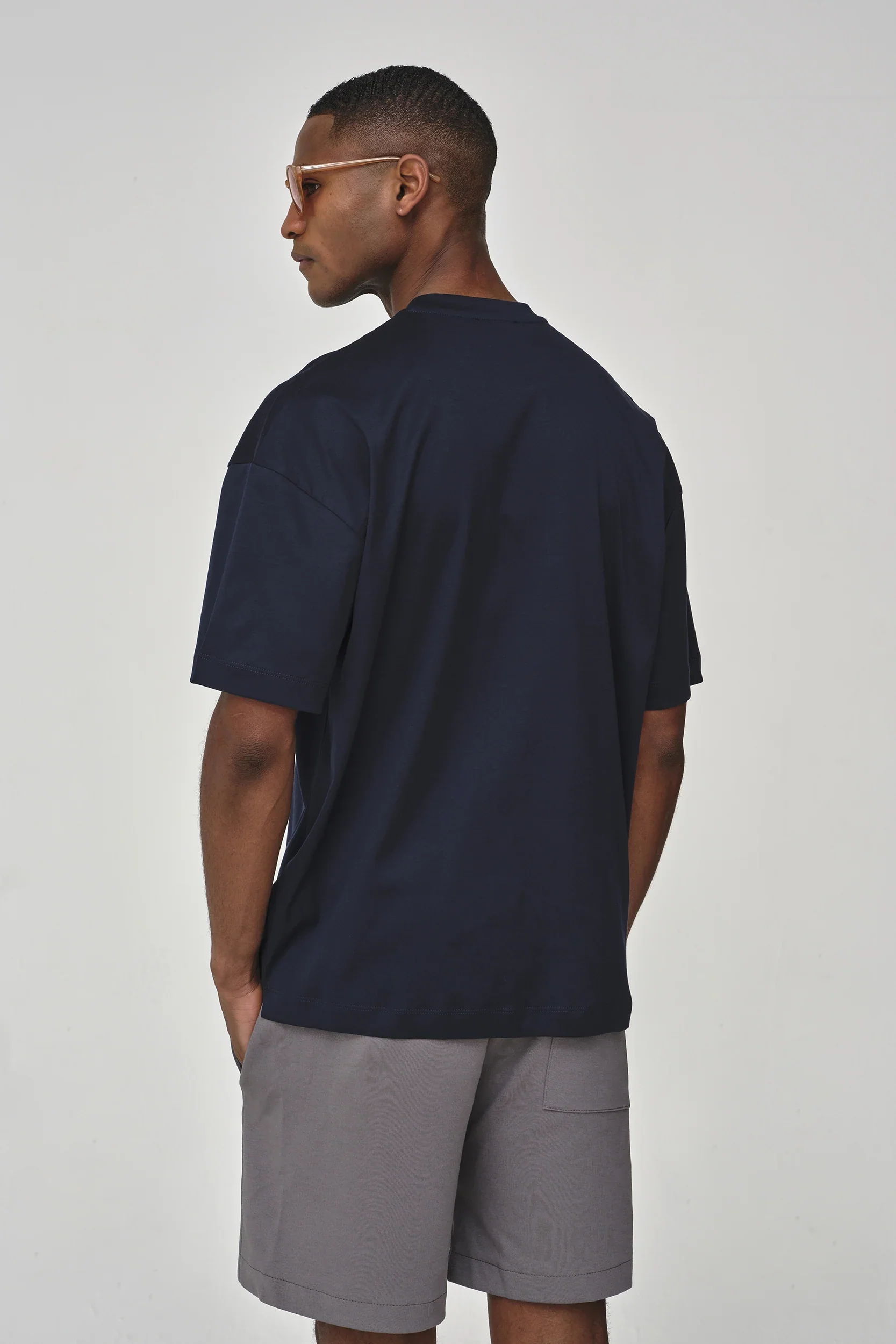 VALENZA - INTERLOCK SUPIMA OVERSIZED T-SHIRT NAVY - Image 4