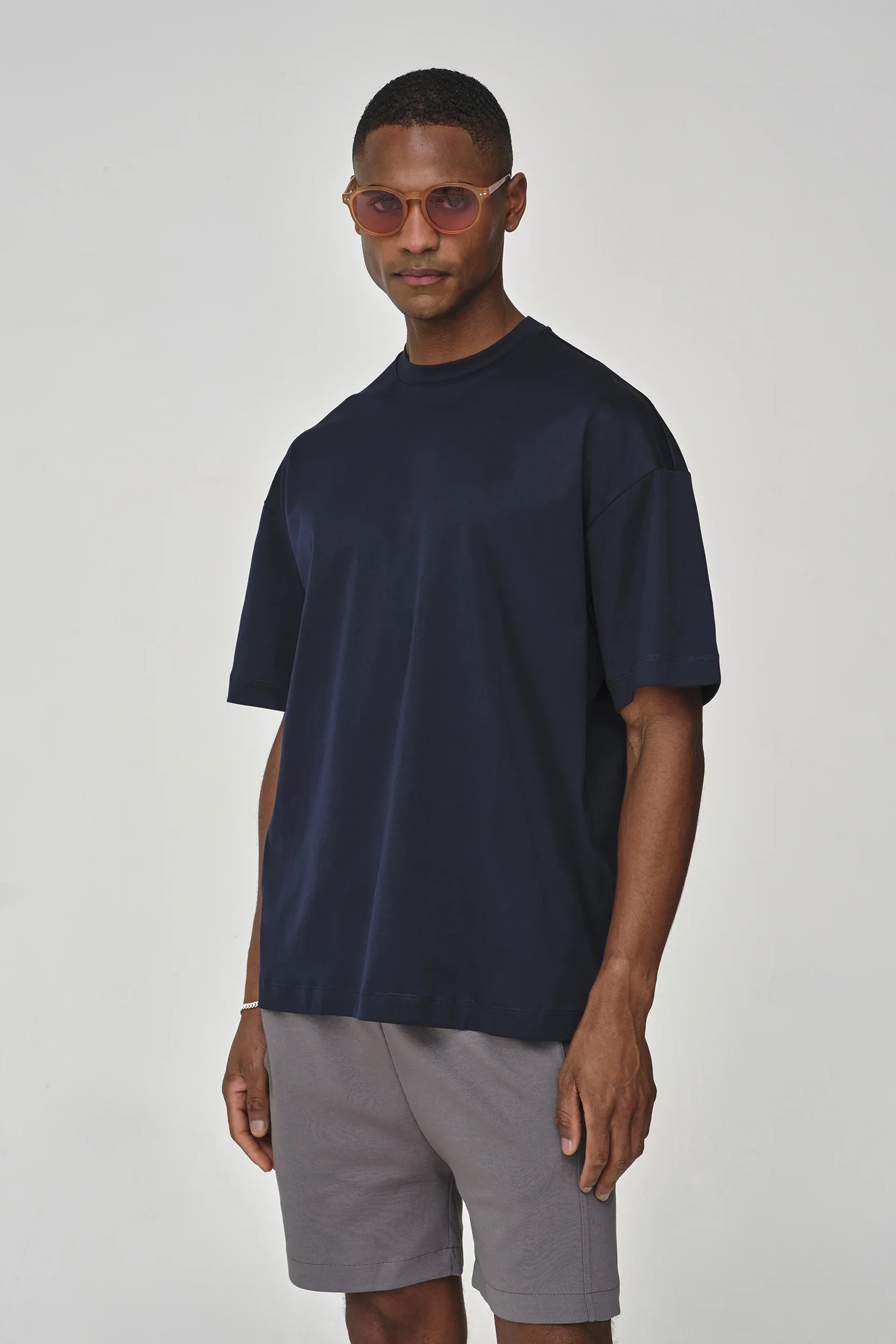 VALENZA - INTERLOCK SUPIMA OVERSIZED T-SHIRT NAVY - Image 5