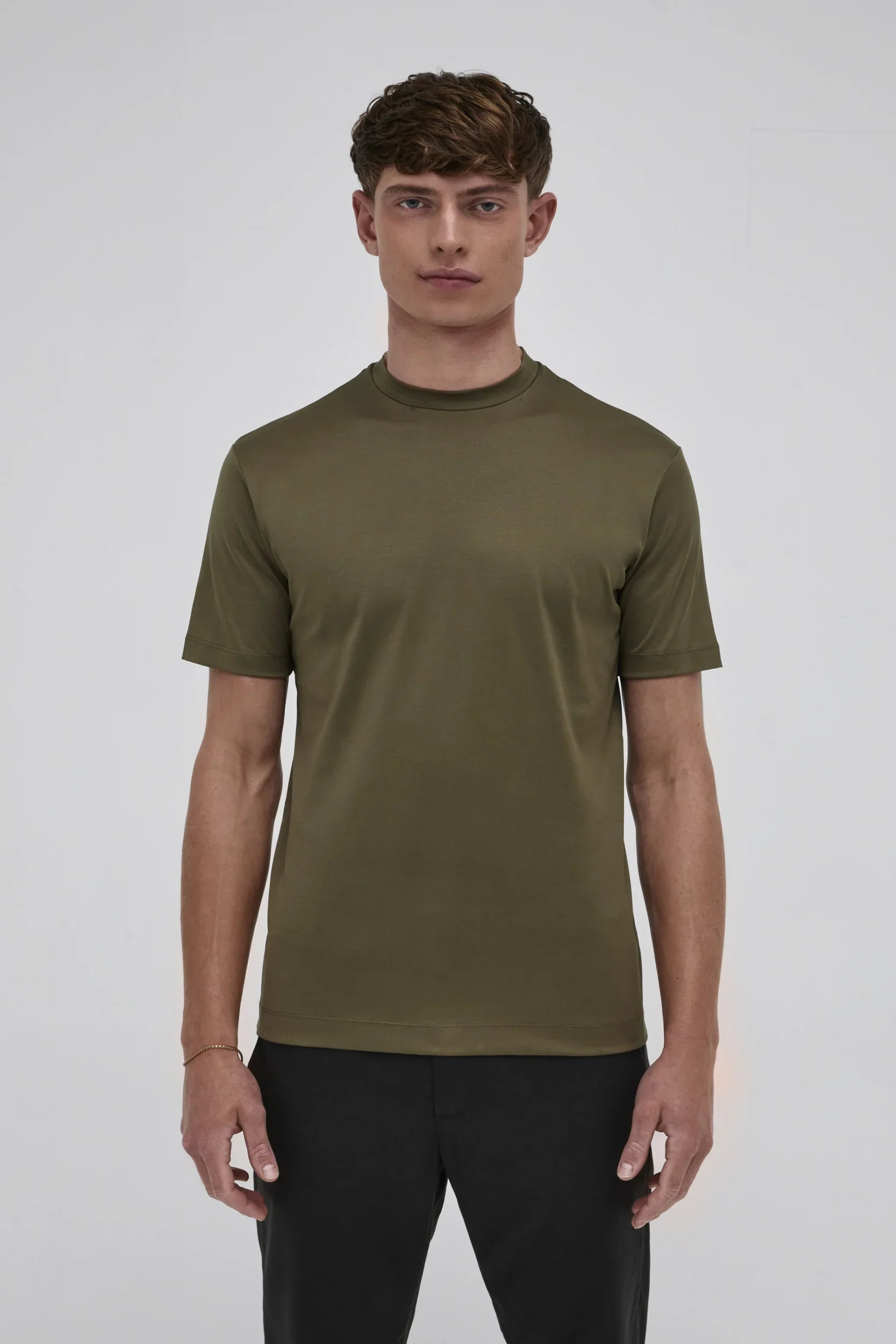 VALENZA - INTERLOCK SUPIMA T-SHIRT  - ARMY GREEN - Image 3