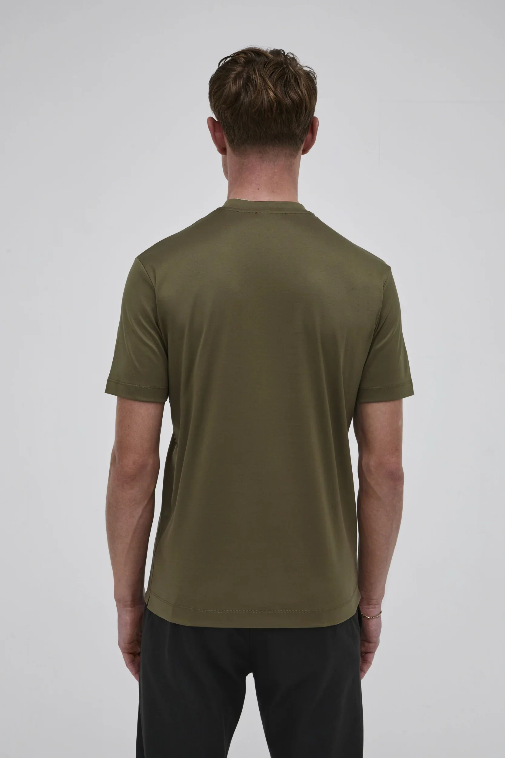 VALENZA - INTERLOCK SUPIMA T-SHIRT  - ARMY GREEN - Image 4