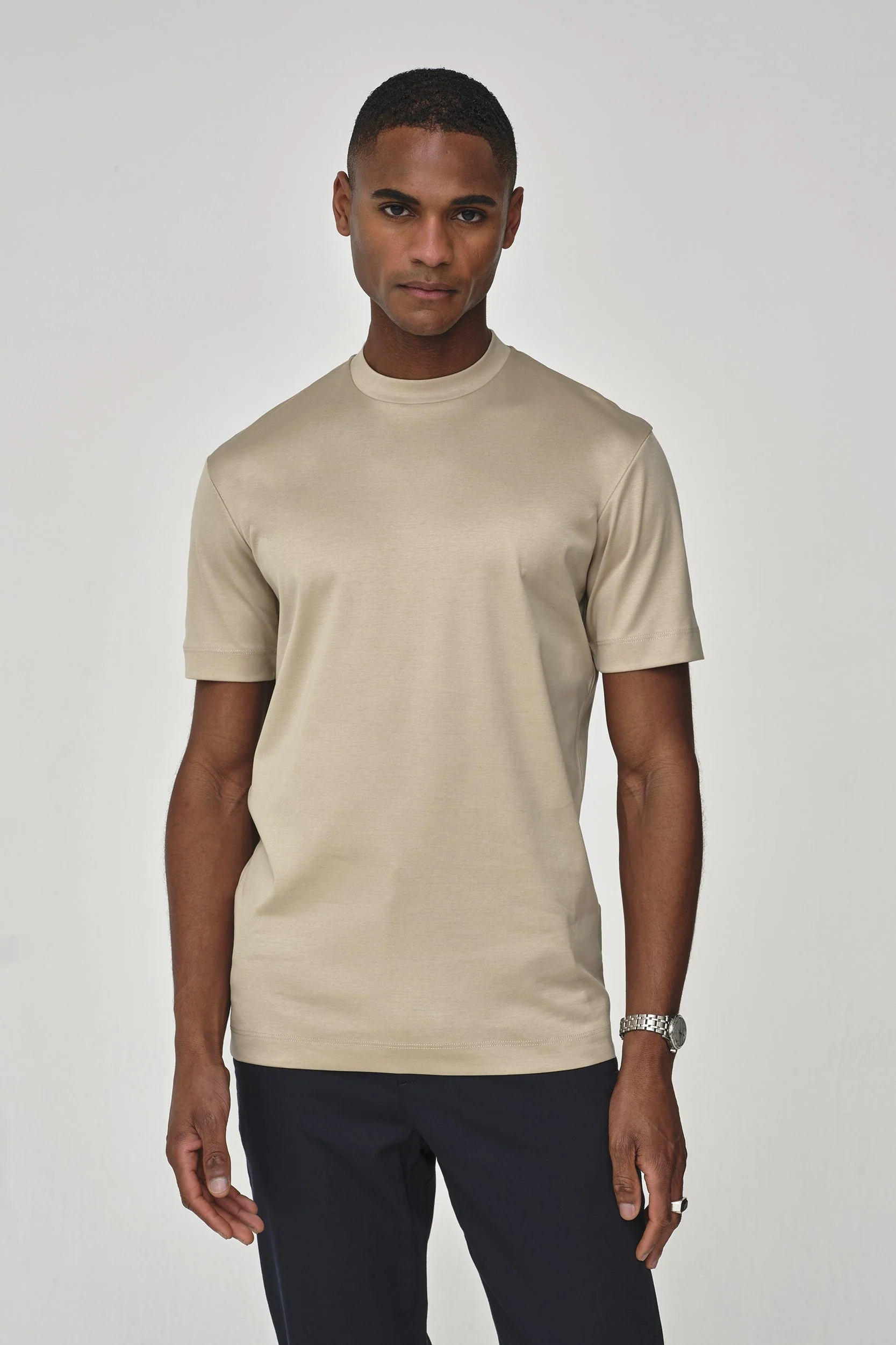 VALENZA - INTERLOCK SUPIMA T-SHIRT BEIGE - Image 2