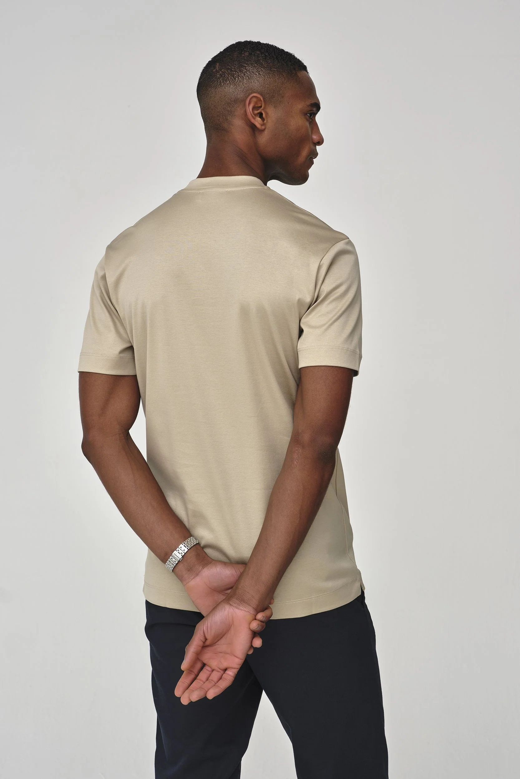 VALENZA - INTERLOCK SUPIMA T-SHIRT BEIGE - Image 3