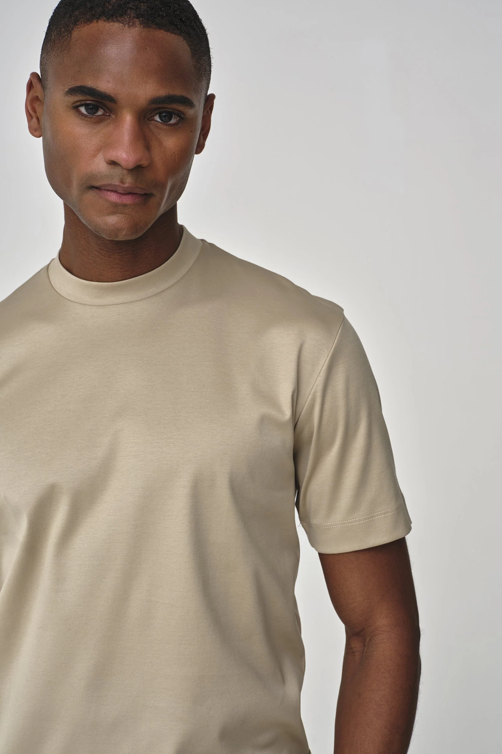 VALENZA - INTERLOCK SUPIMA T-SHIRT BEIGE - Image 4